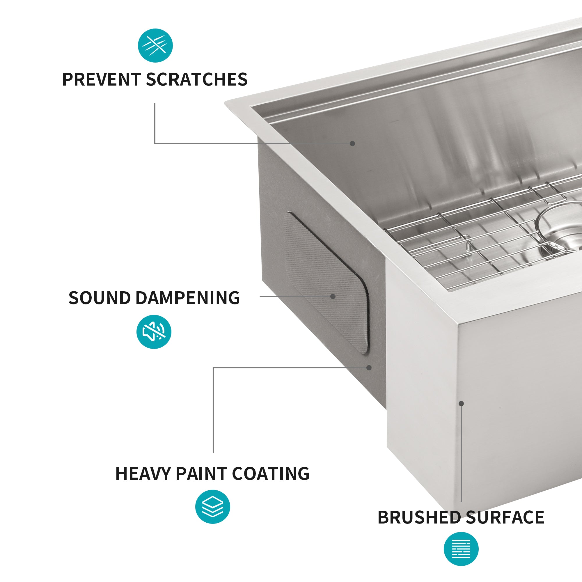 30"/33"/36" Stainless Steel Farmhouse Apron Kitchen Sink with Accessories