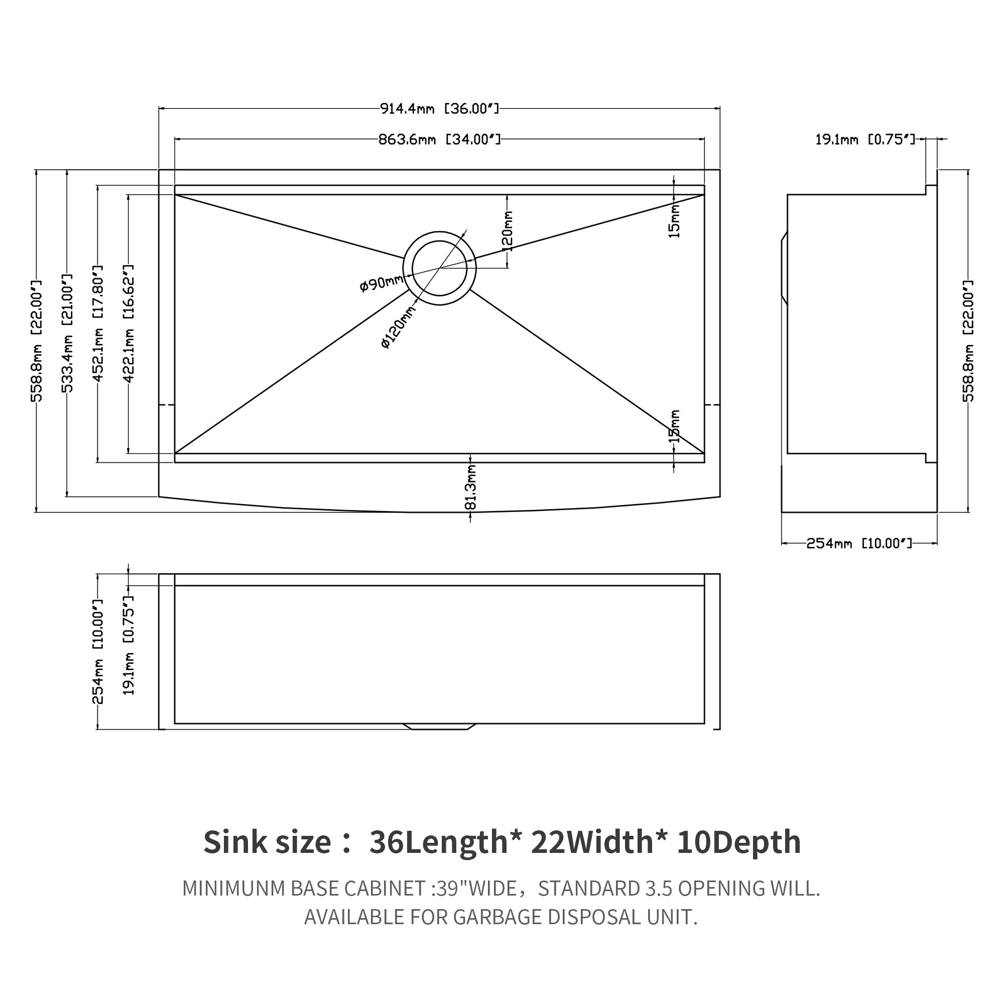 30"/33"/36" Stainless Steel Farmhouse Apron Kitchen Sink with Accessories