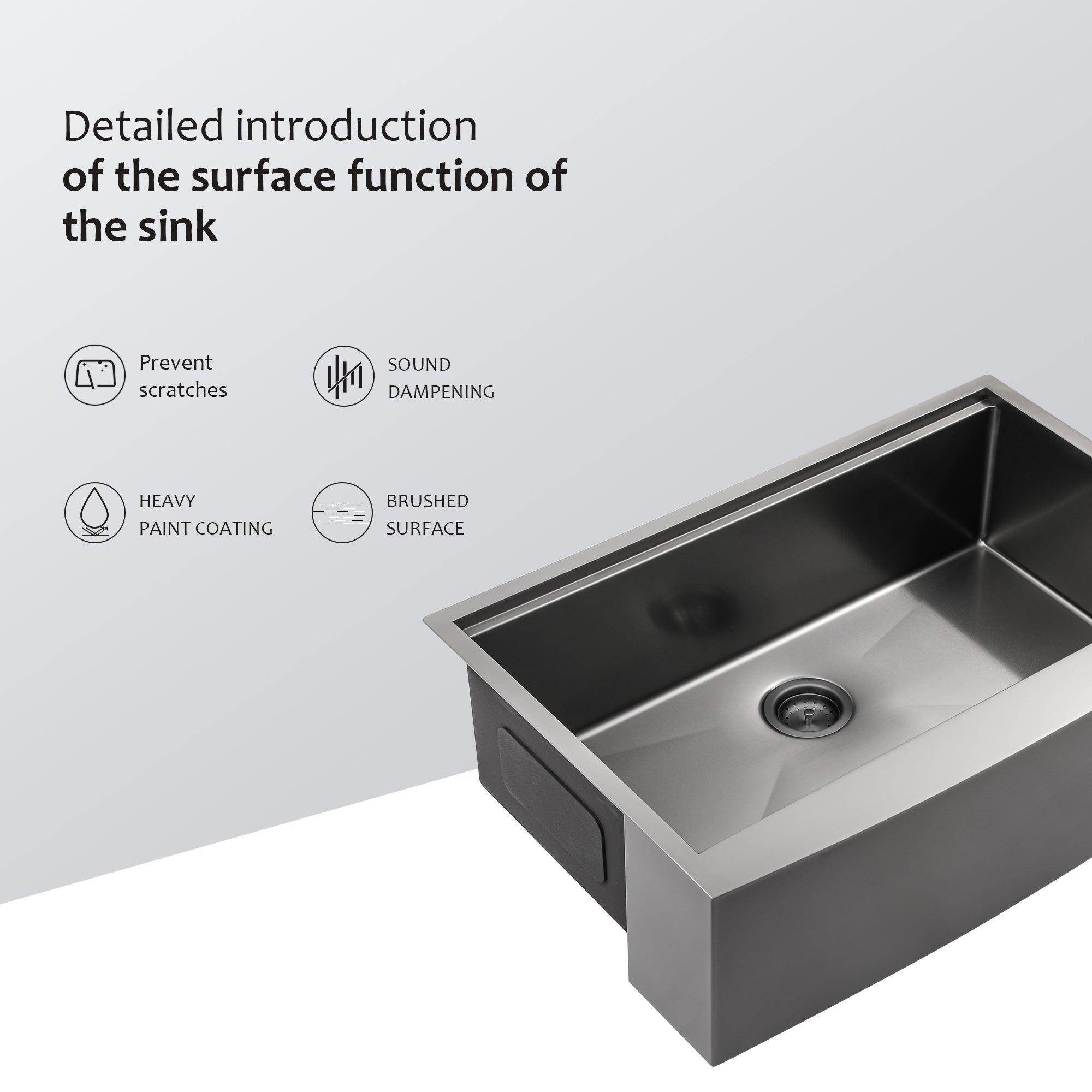 30"/33"/36" Stainless Steel Farmhouse Apron Kitchen Sink with Accessories