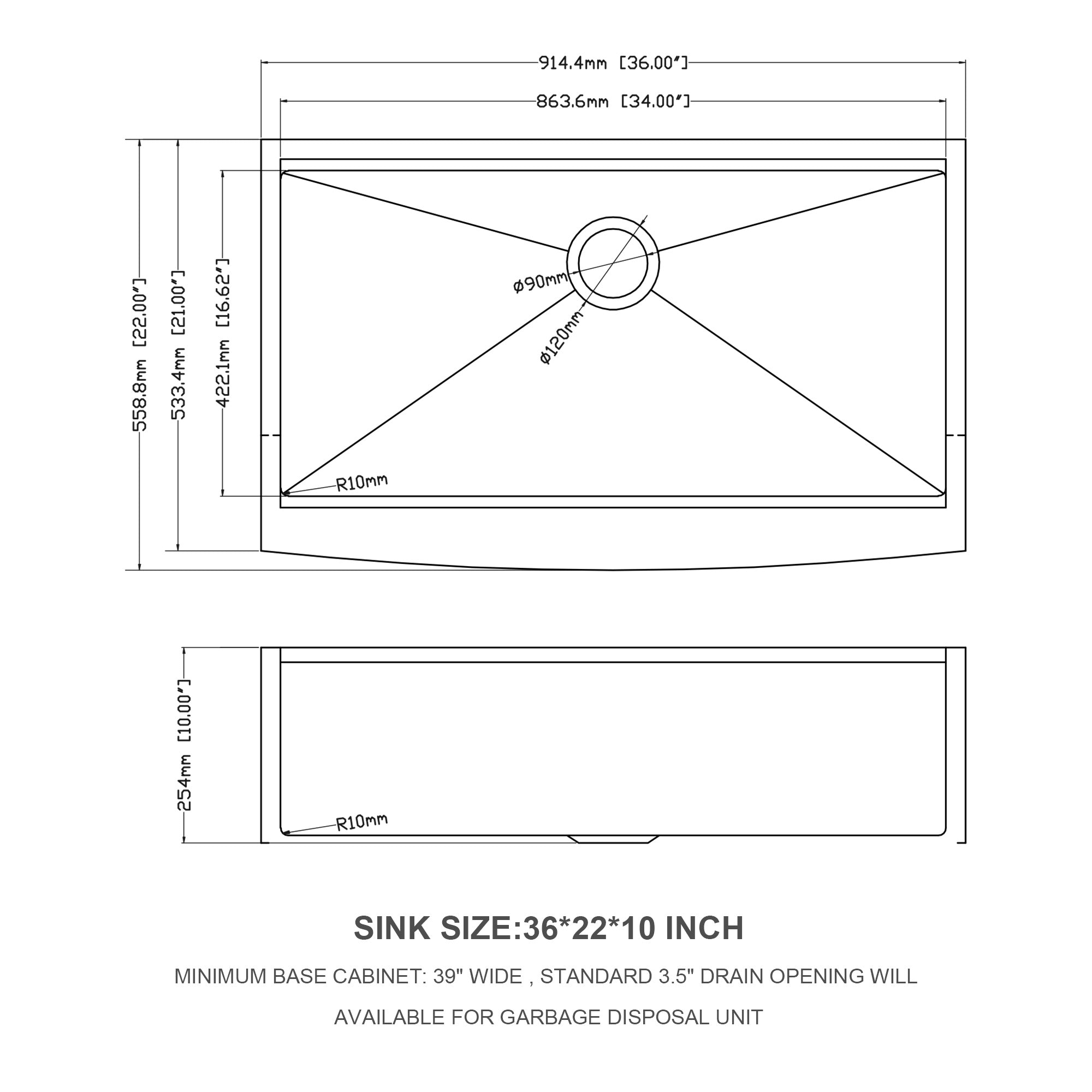 30"/33"/36" Stainless Steel Farmhouse Apron Kitchen Sink with Accessories