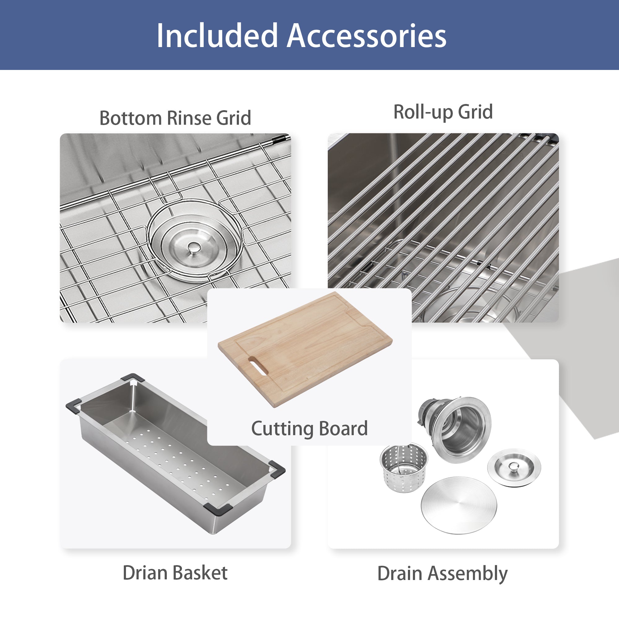 30"/33"/36" Brushed Nickel Stainless Steel  Single Bowl  Farmhouse Apron Kitchen Sink  with Accessories