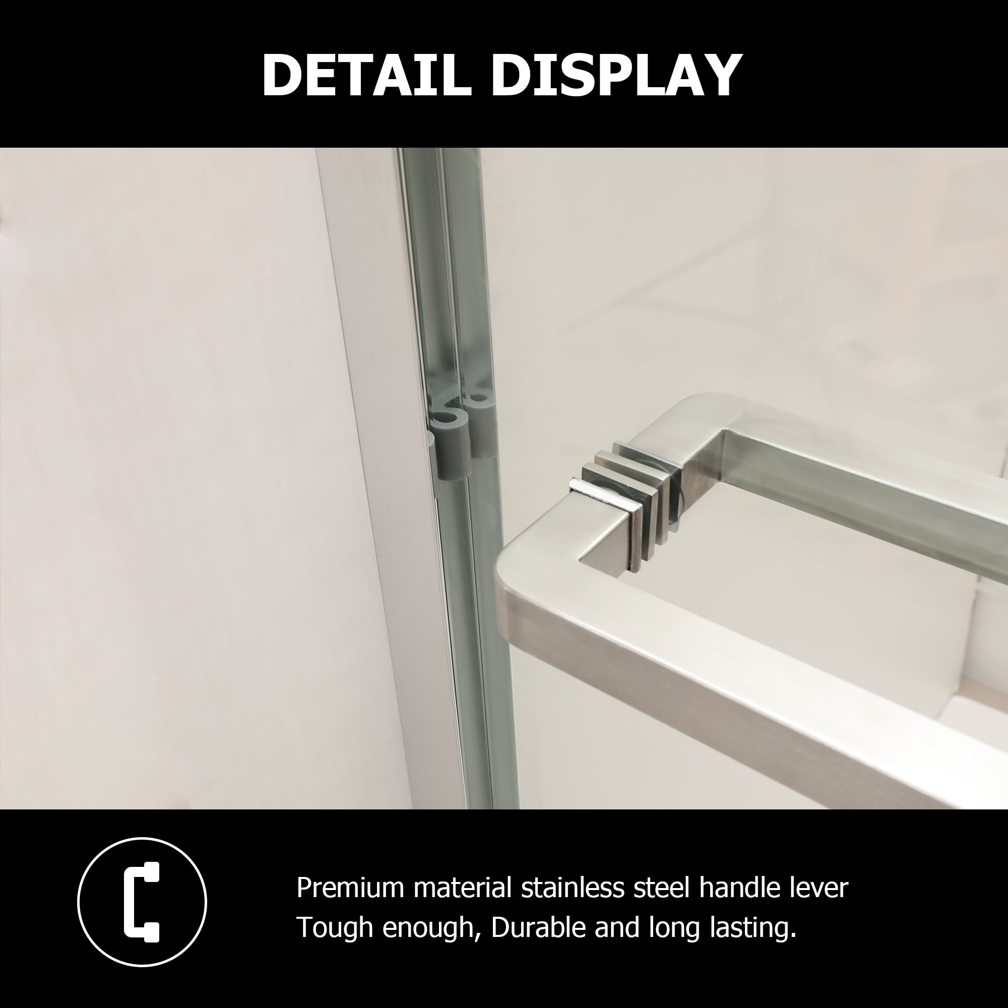 48"  x 76" Semi-Frameless Double Sliding Shower Door in Chrome