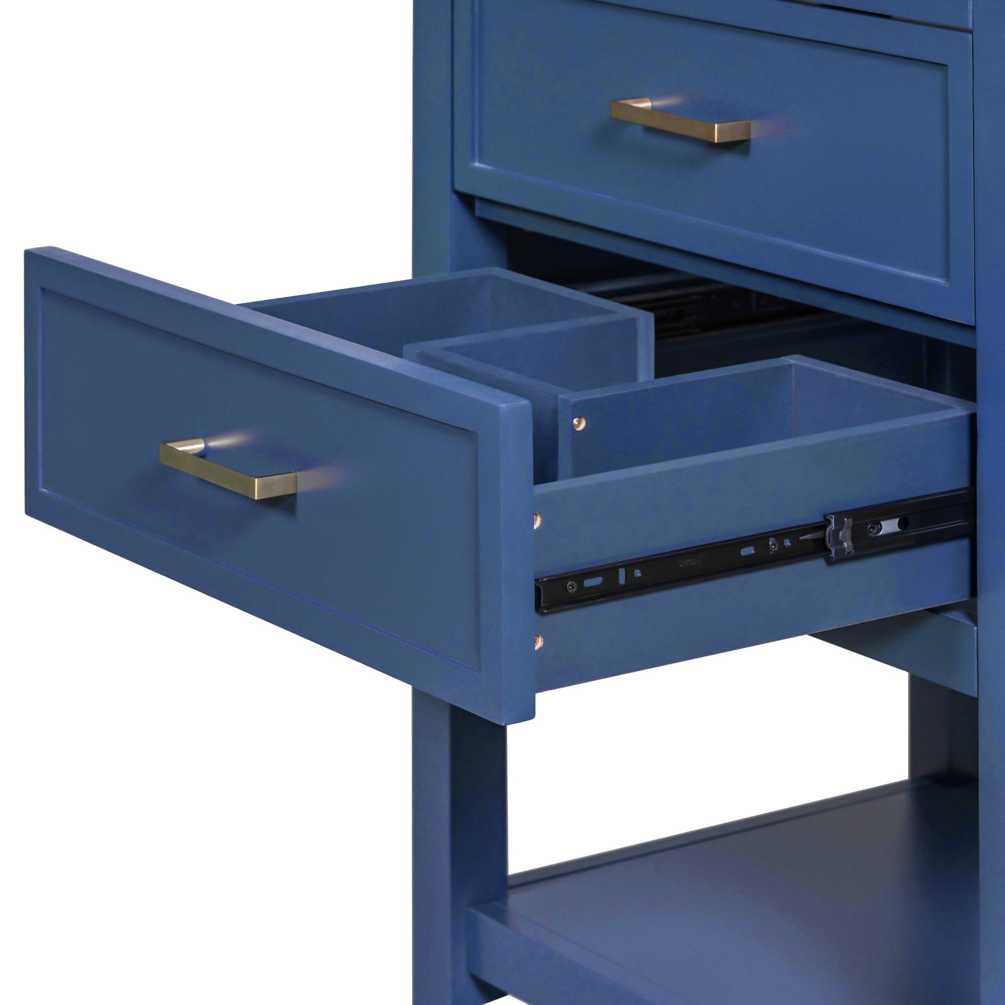 24'' Freestanding Bathroom Vanity Set in Blue with Integrated Resin Sink and Open Shelf