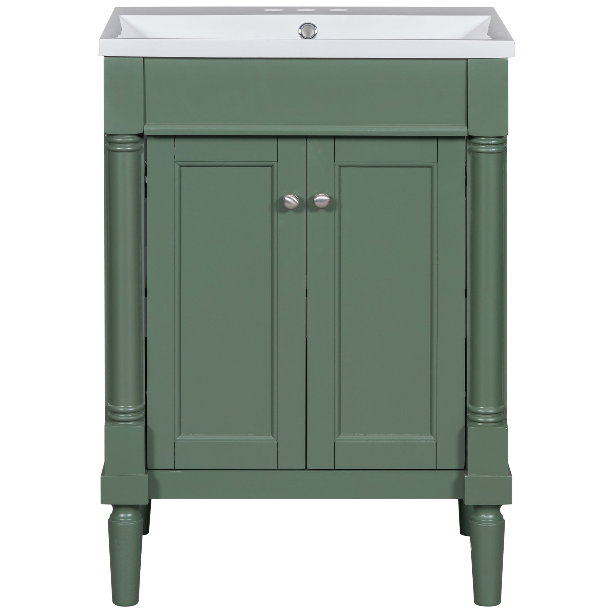 24'' Freestanding Bathroom Vanity Set with Integrated Resin Sink and Shelf