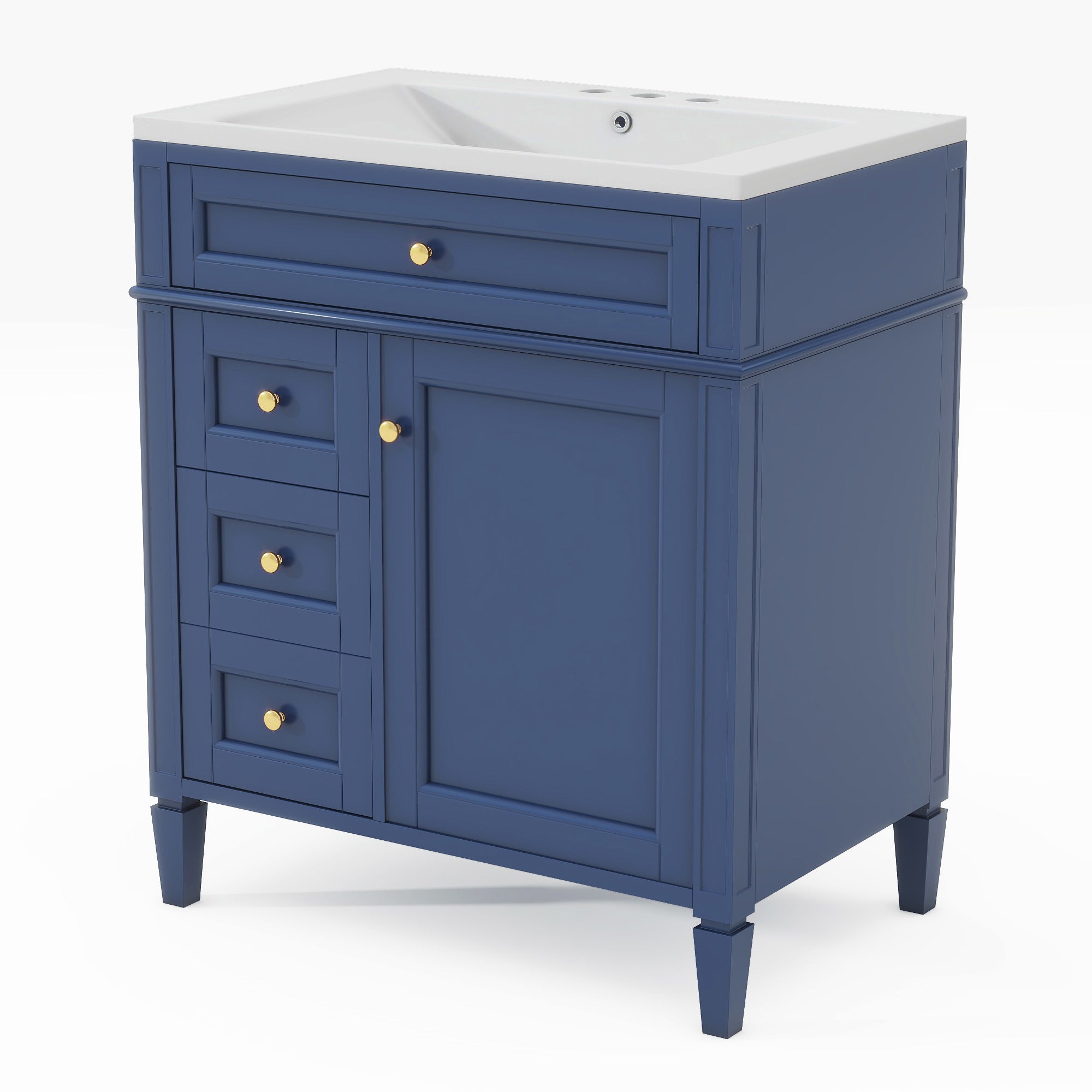 30/36 inches Freestanding Bathroom Vanity Set with Integrated Resin Sink and Drawers