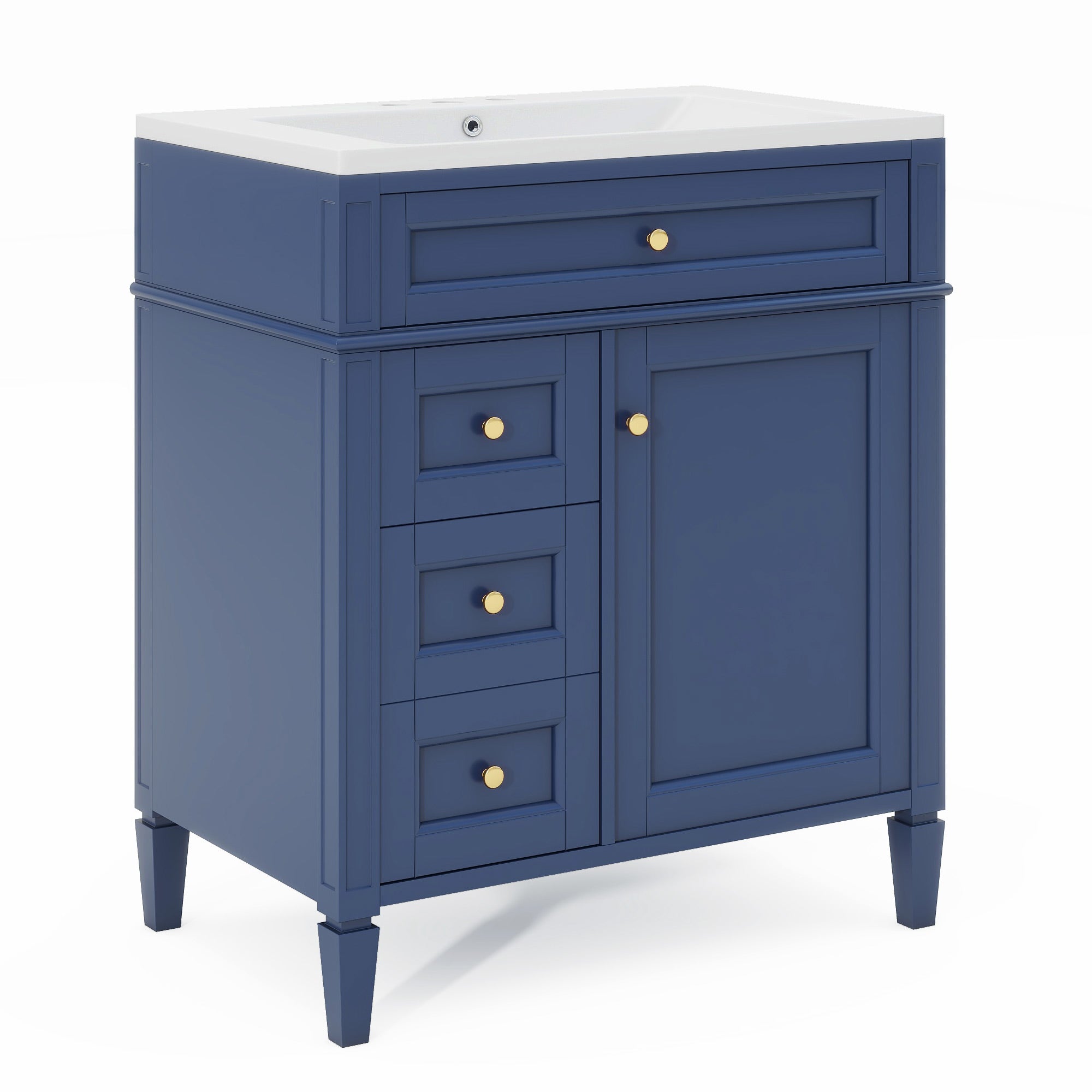30/36 inches Freestanding Bathroom Vanity Set with Integrated Resin Sink and Drawers
