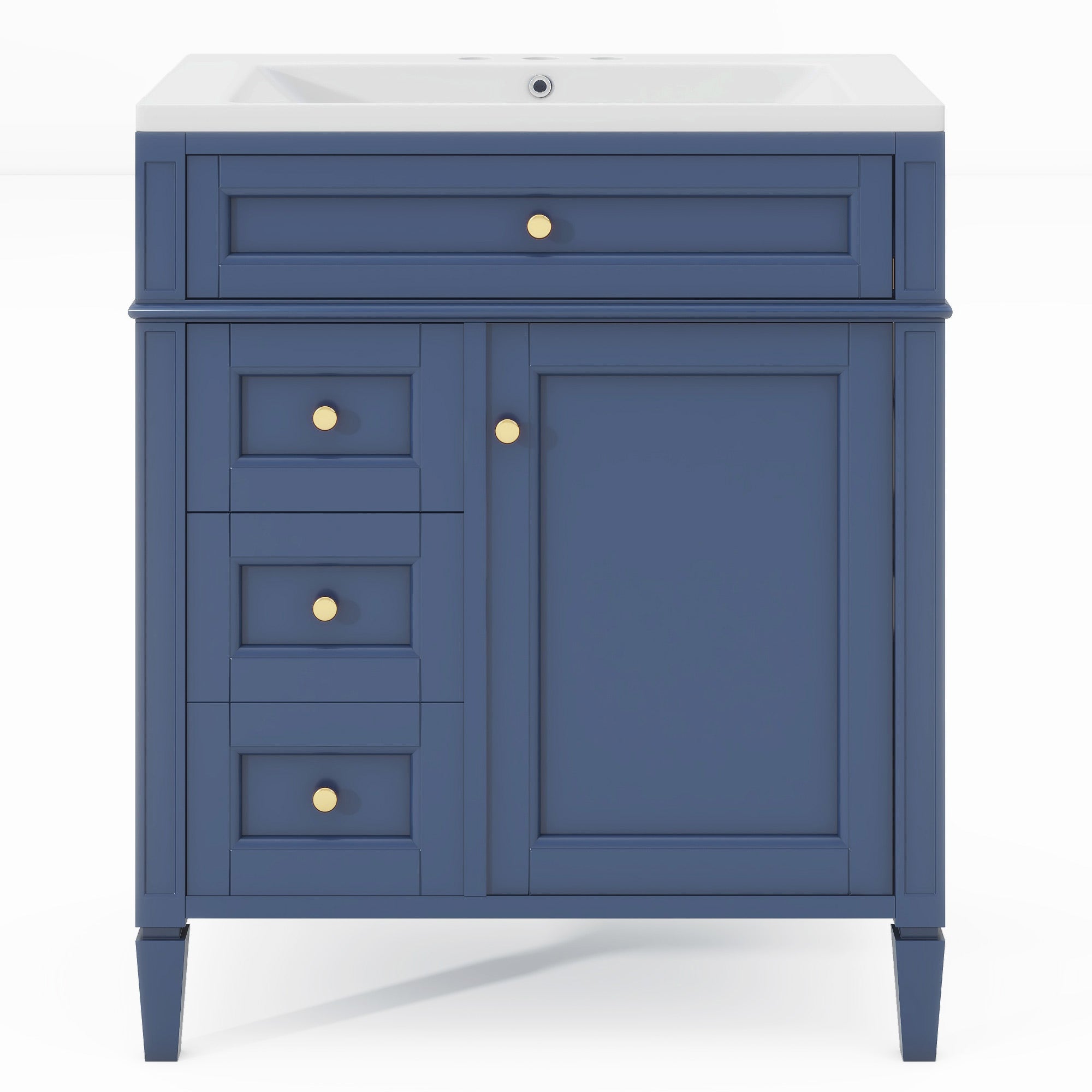 30/36 inches Freestanding Bathroom Vanity Set with Integrated Resin Sink and Drawers