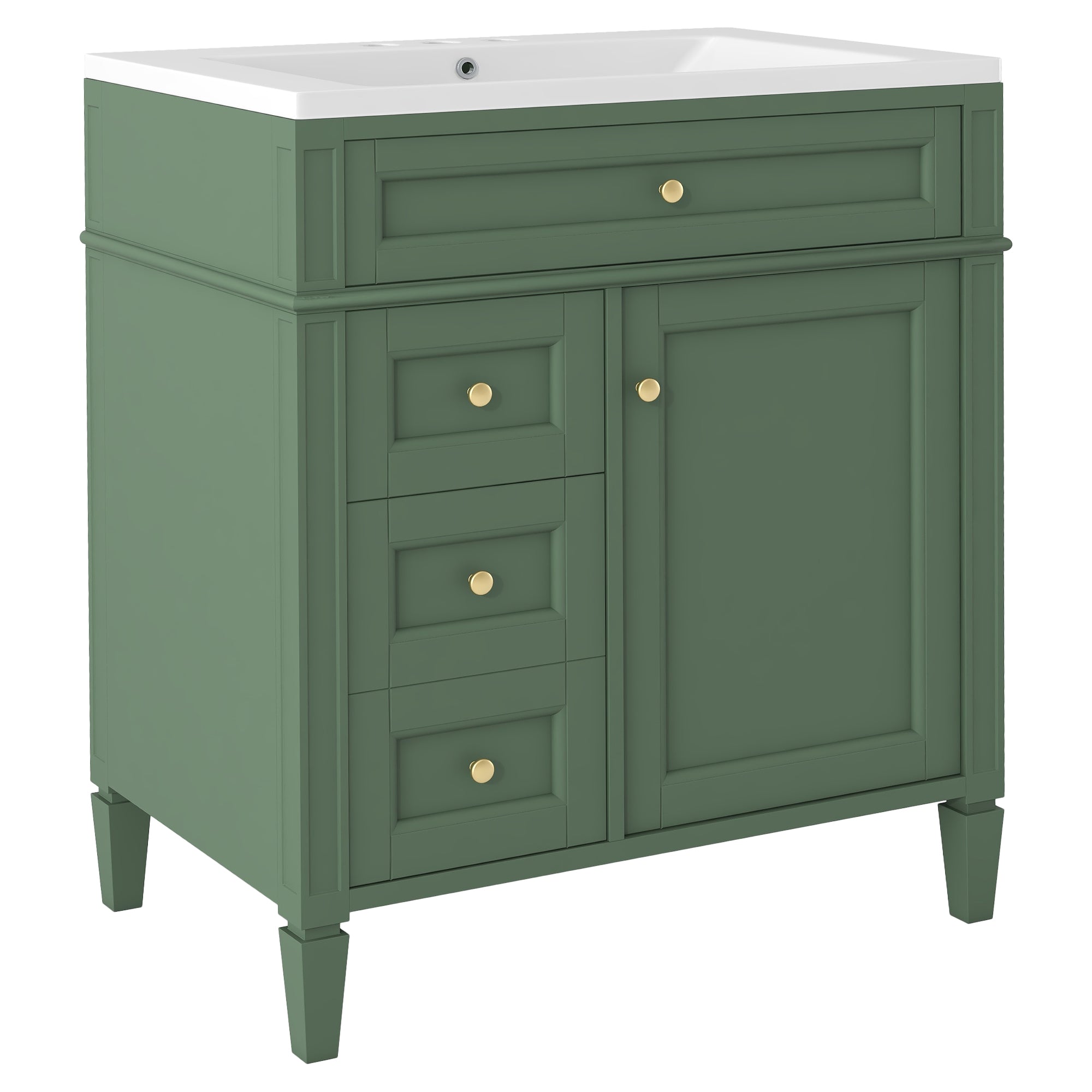 30/36 inches Freestanding Bathroom Vanity Set with Integrated Resin Sink and Drawers