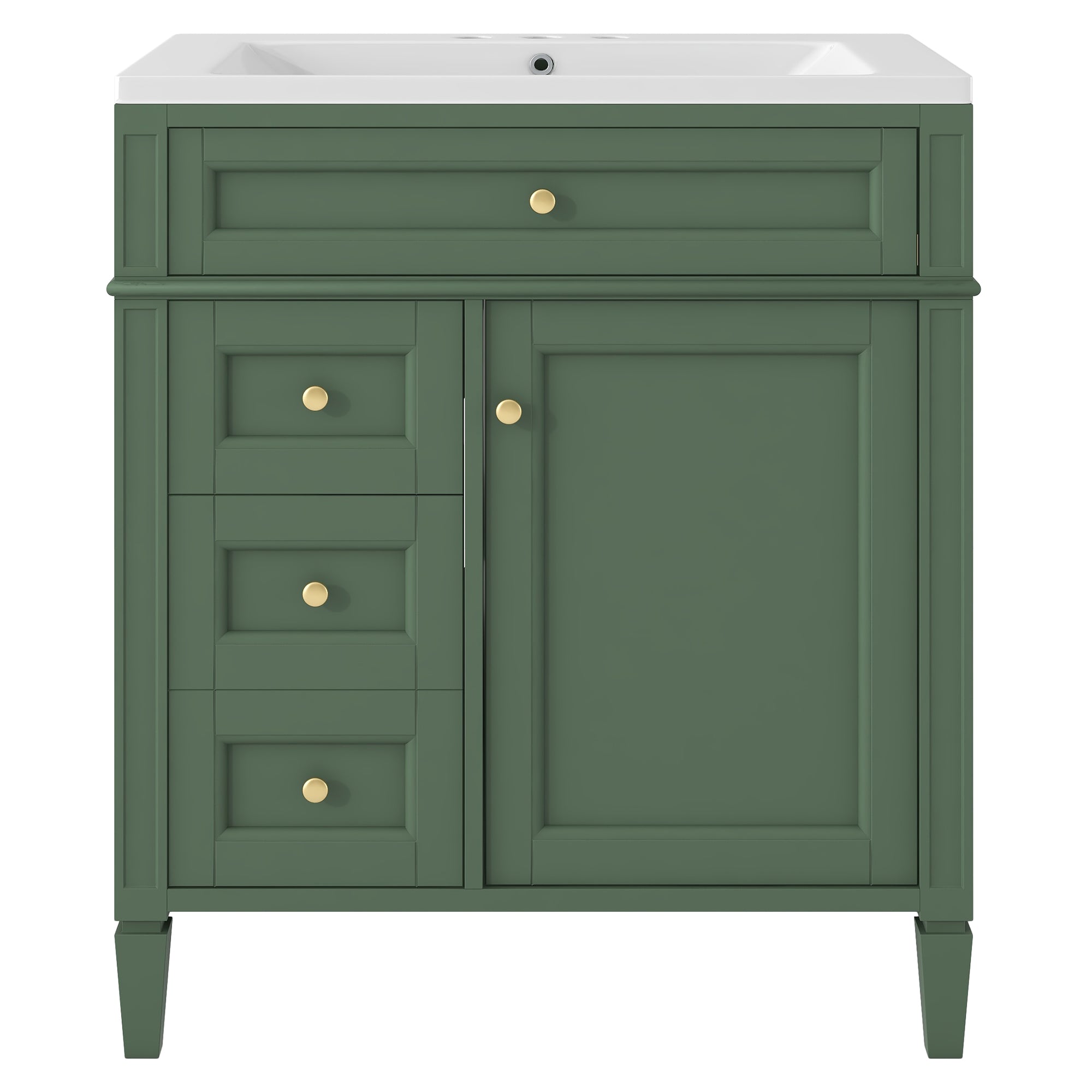 30/36 inches Freestanding Bathroom Vanity Set with Integrated Resin Sink and Drawers