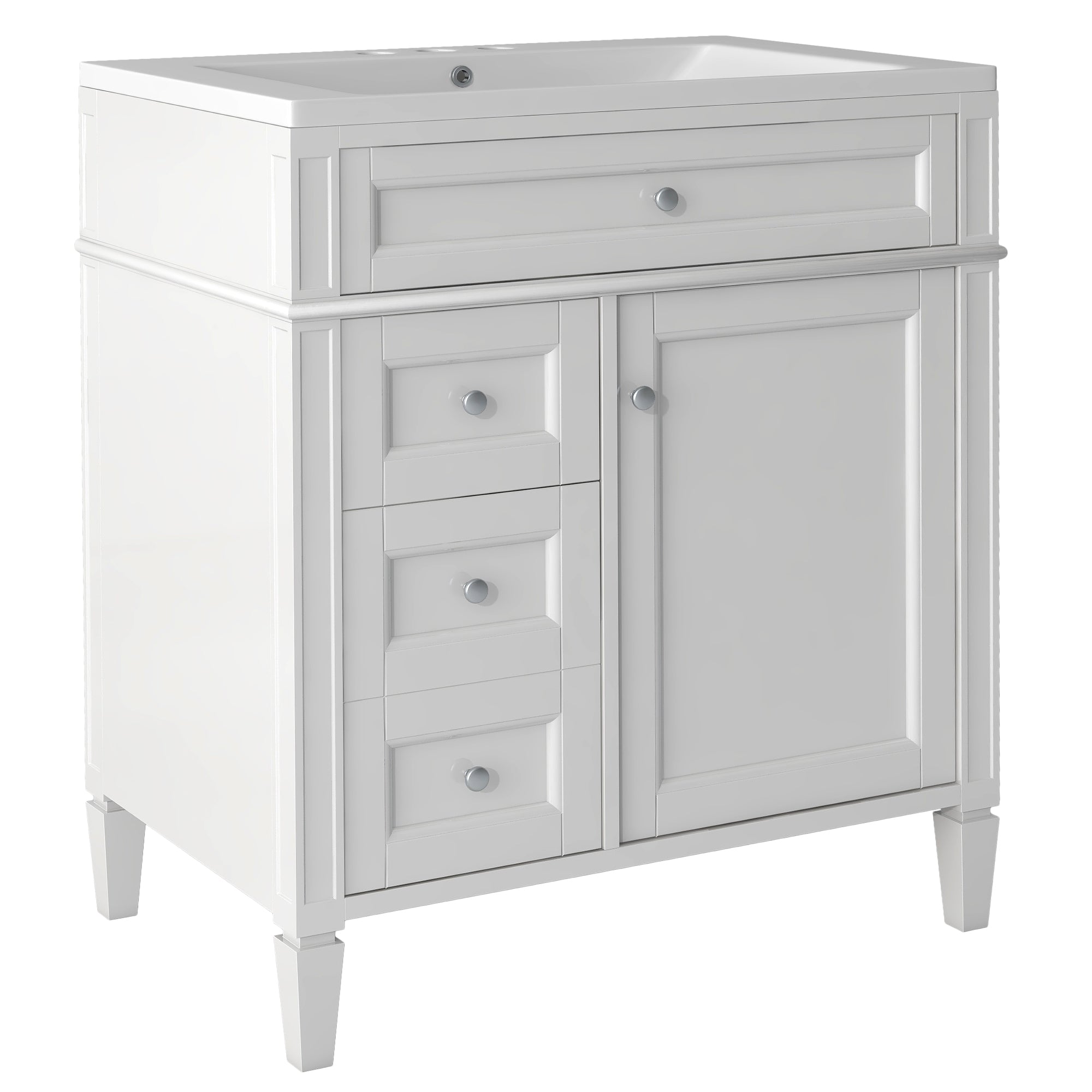 30/36 inches Freestanding Bathroom Vanity Set with Integrated Resin Sink and Drawers