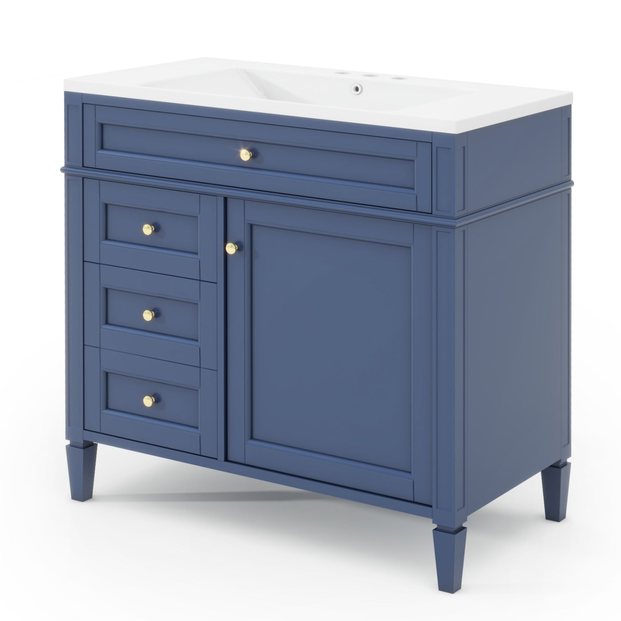 30/36 inches Freestanding Bathroom Vanity Set with Integrated Resin Sink and Drawers