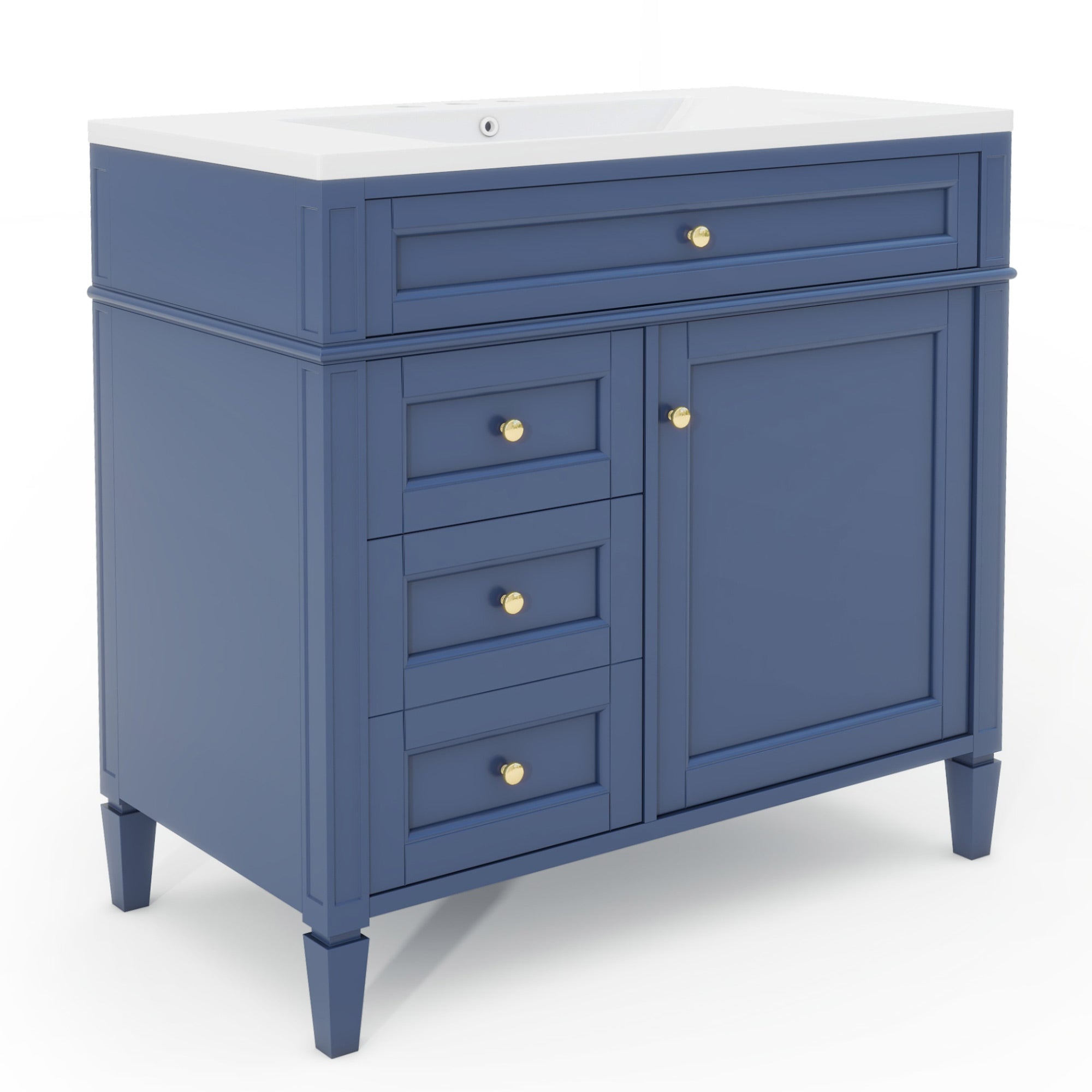 30/36 inches Freestanding Bathroom Vanity Set with Integrated Resin Sink and Drawers