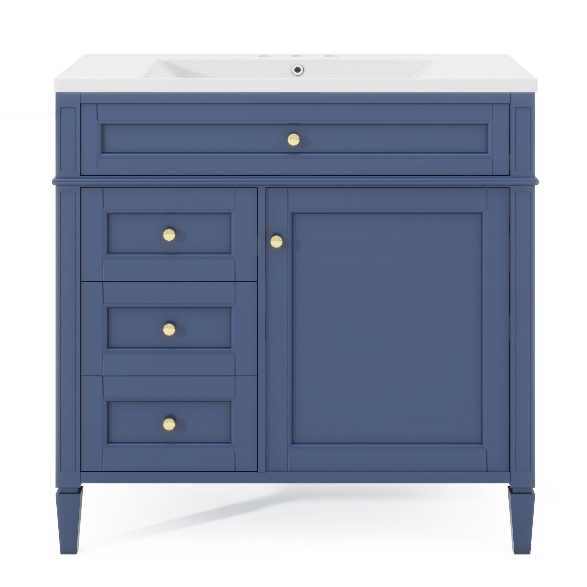 30/36 inches Freestanding Bathroom Vanity Set with Integrated Resin Sink and Drawers