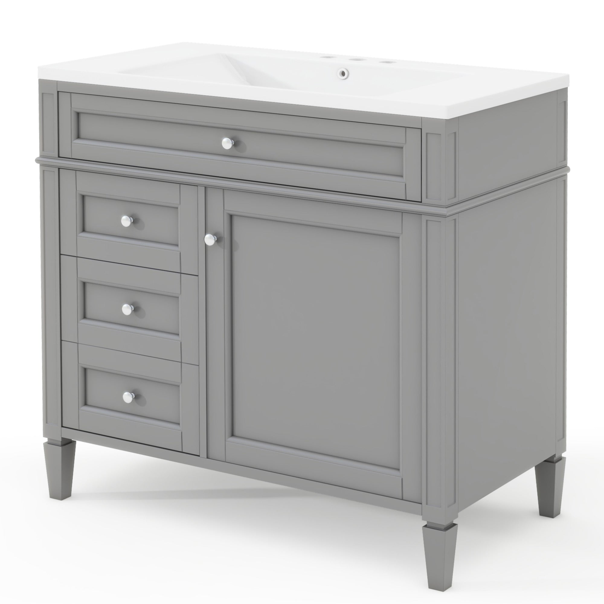30/36 inches Freestanding Bathroom Vanity Set with Integrated Resin Sink and Drawers