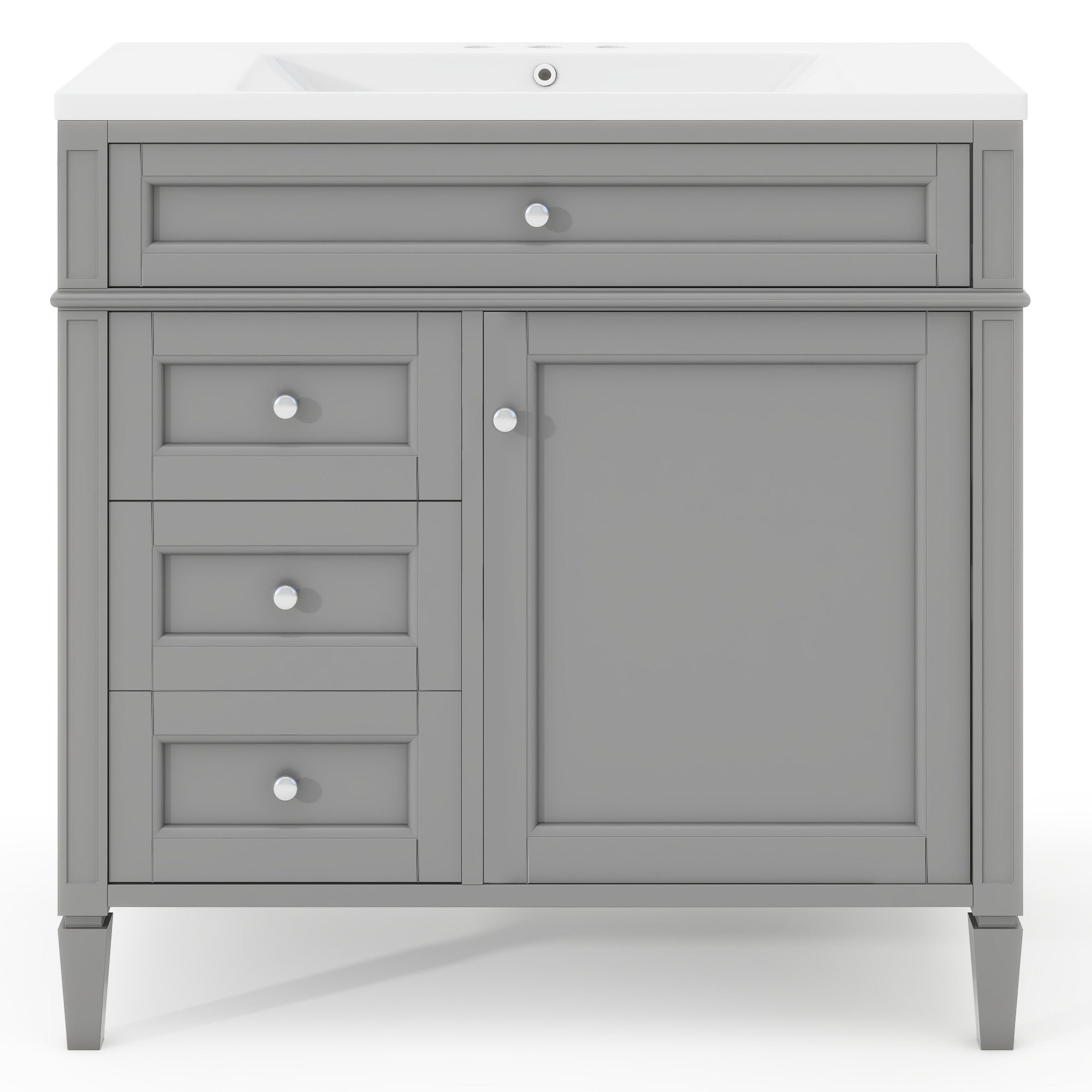 30/36 inches Freestanding Bathroom Vanity Set with Integrated Resin Sink and Drawers