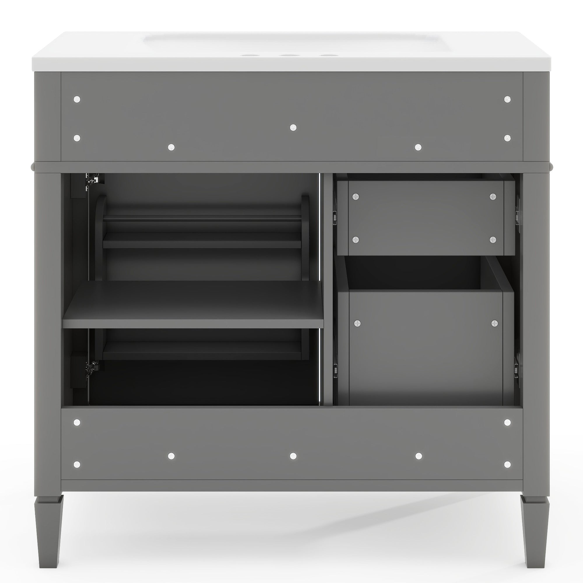 30/36 inches Freestanding Bathroom Vanity Set with Integrated Resin Sink and Drawers