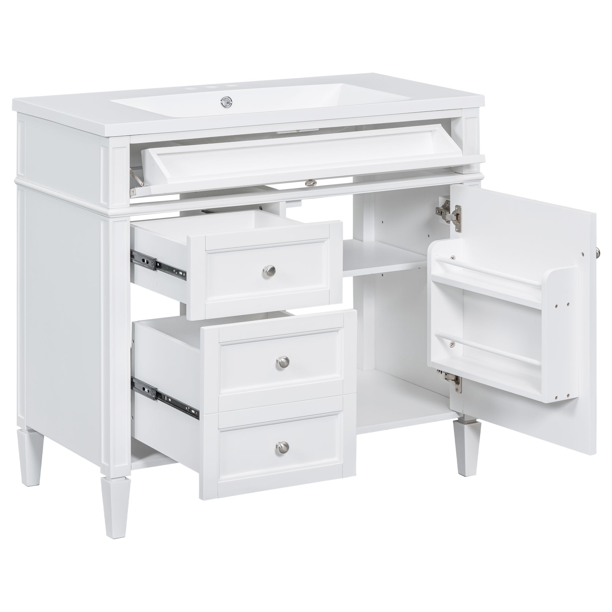 30/36 inches Freestanding Bathroom Vanity Set with Integrated Resin Sink and Drawers