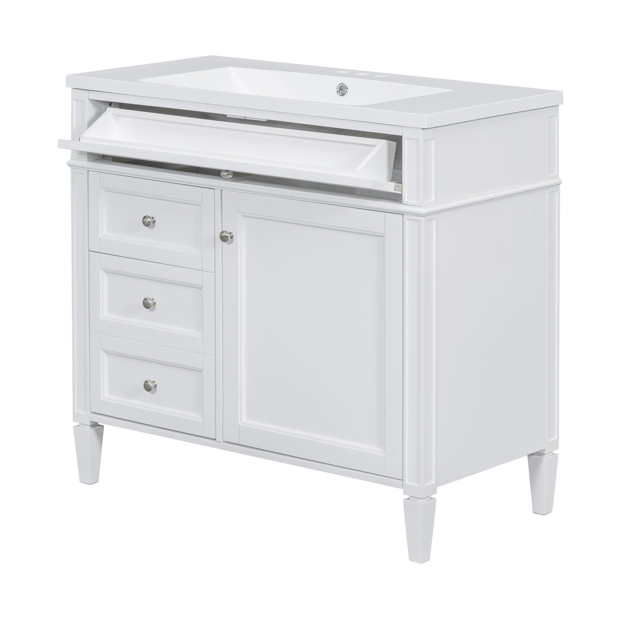 30/36 inches Freestanding Bathroom Vanity Set with Integrated Resin Sink and Drawers