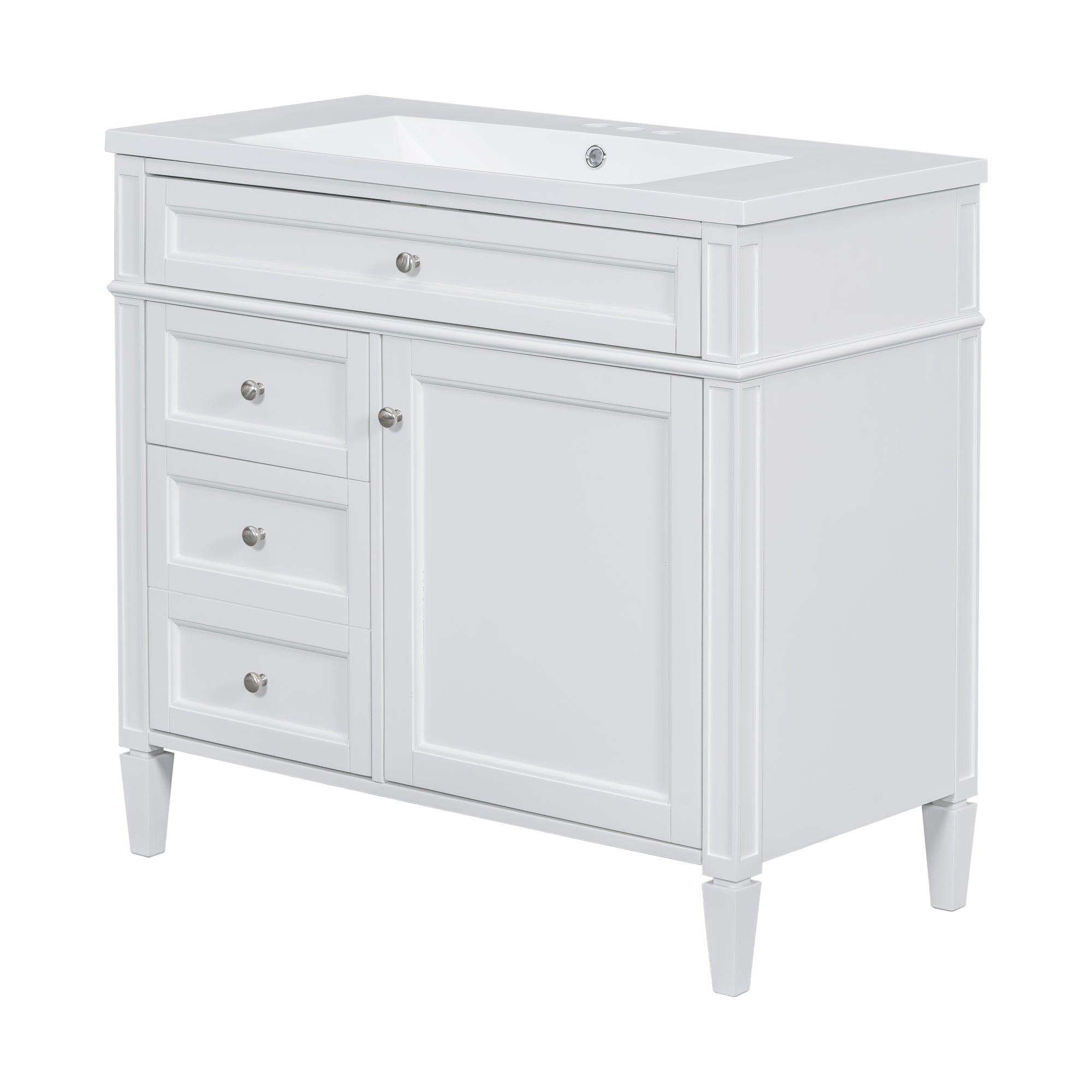 30/36 inches Freestanding Bathroom Vanity Set with Integrated Resin Sink and Drawers