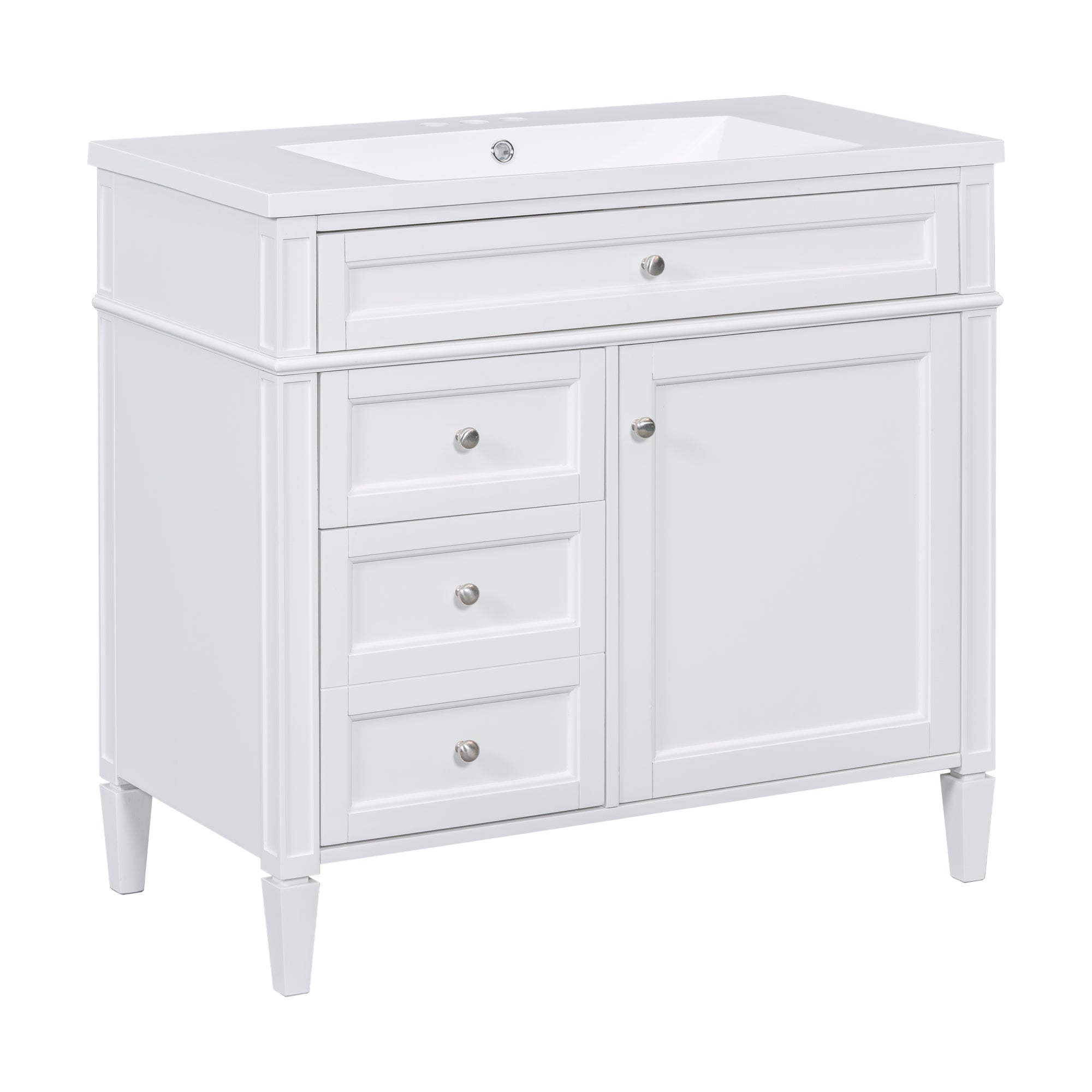 30/36 inches Freestanding Bathroom Vanity Set with Integrated Resin Sink and Drawers