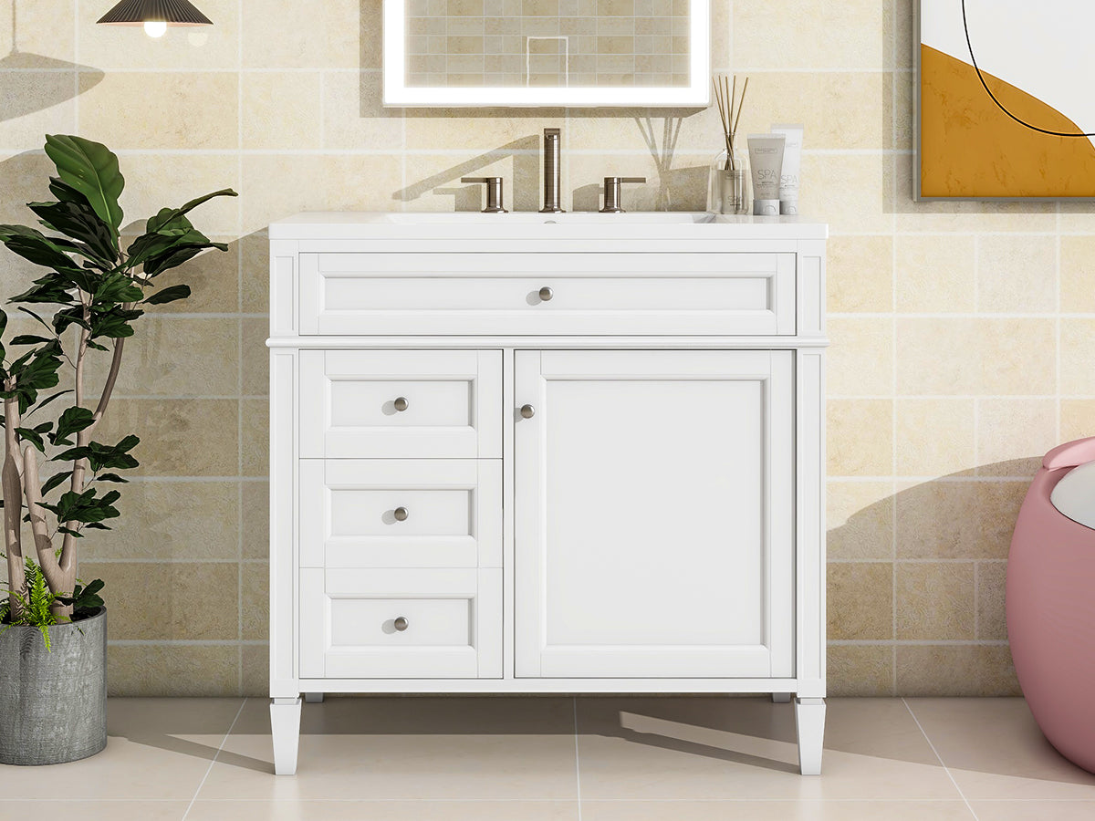 30/36 inches Freestanding Bathroom Vanity Set with Integrated Resin Sink and Drawers