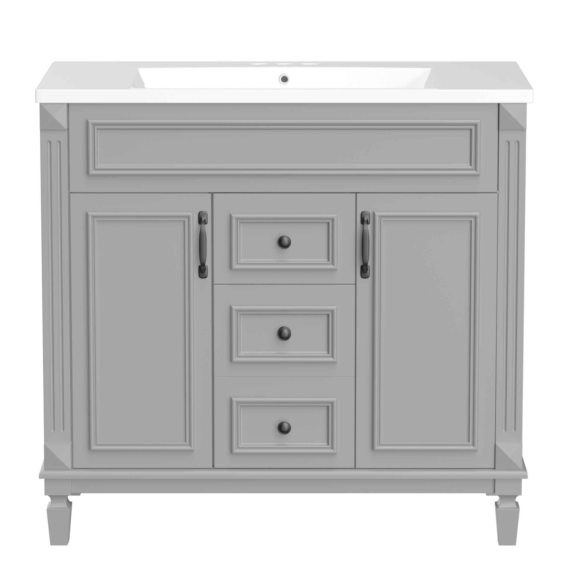 36'' Freestanding Bathroom Vanity Set with Integrated Resin Sink and Drawers