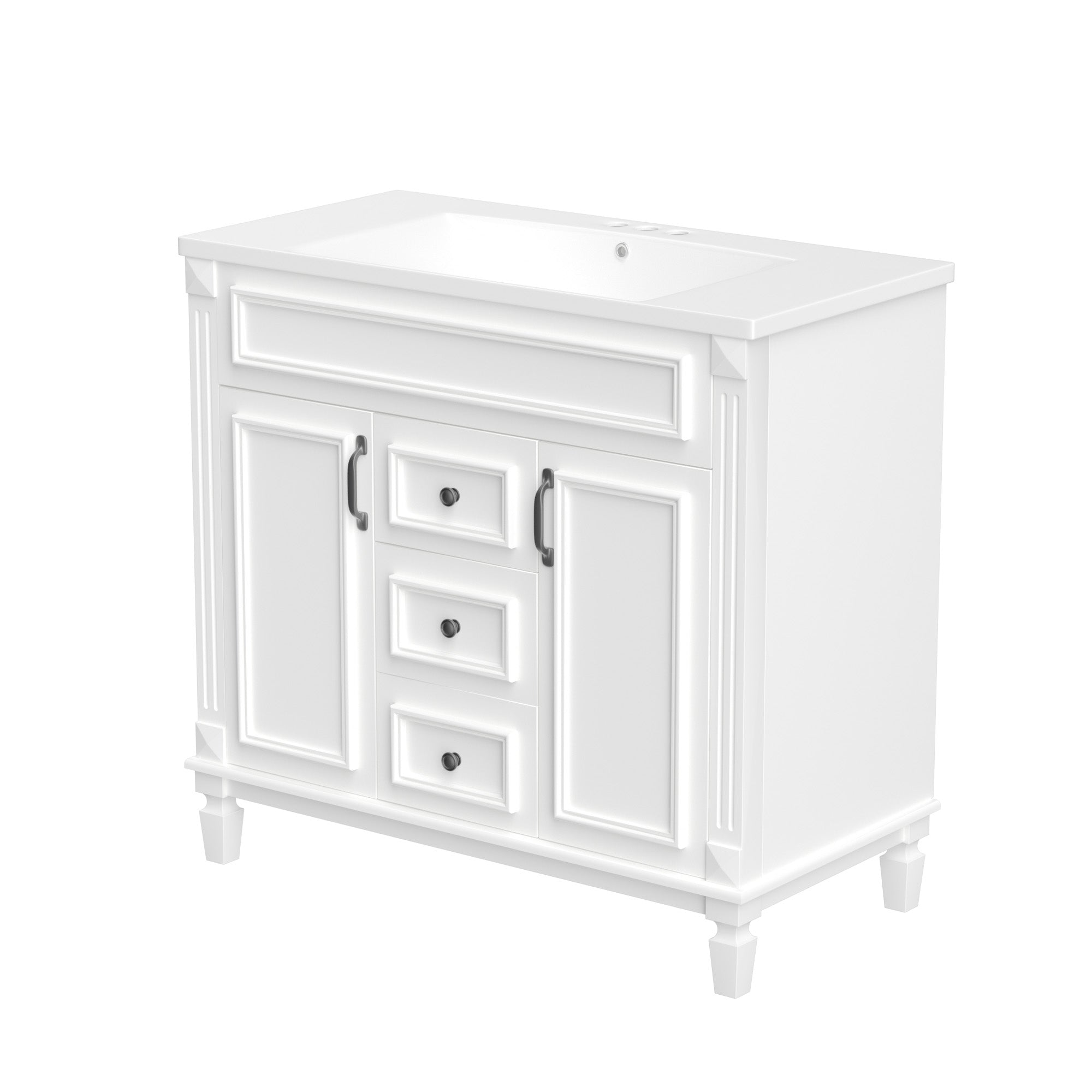 36'' Freestanding Bathroom Vanity Set with Integrated Resin Sink and Drawers