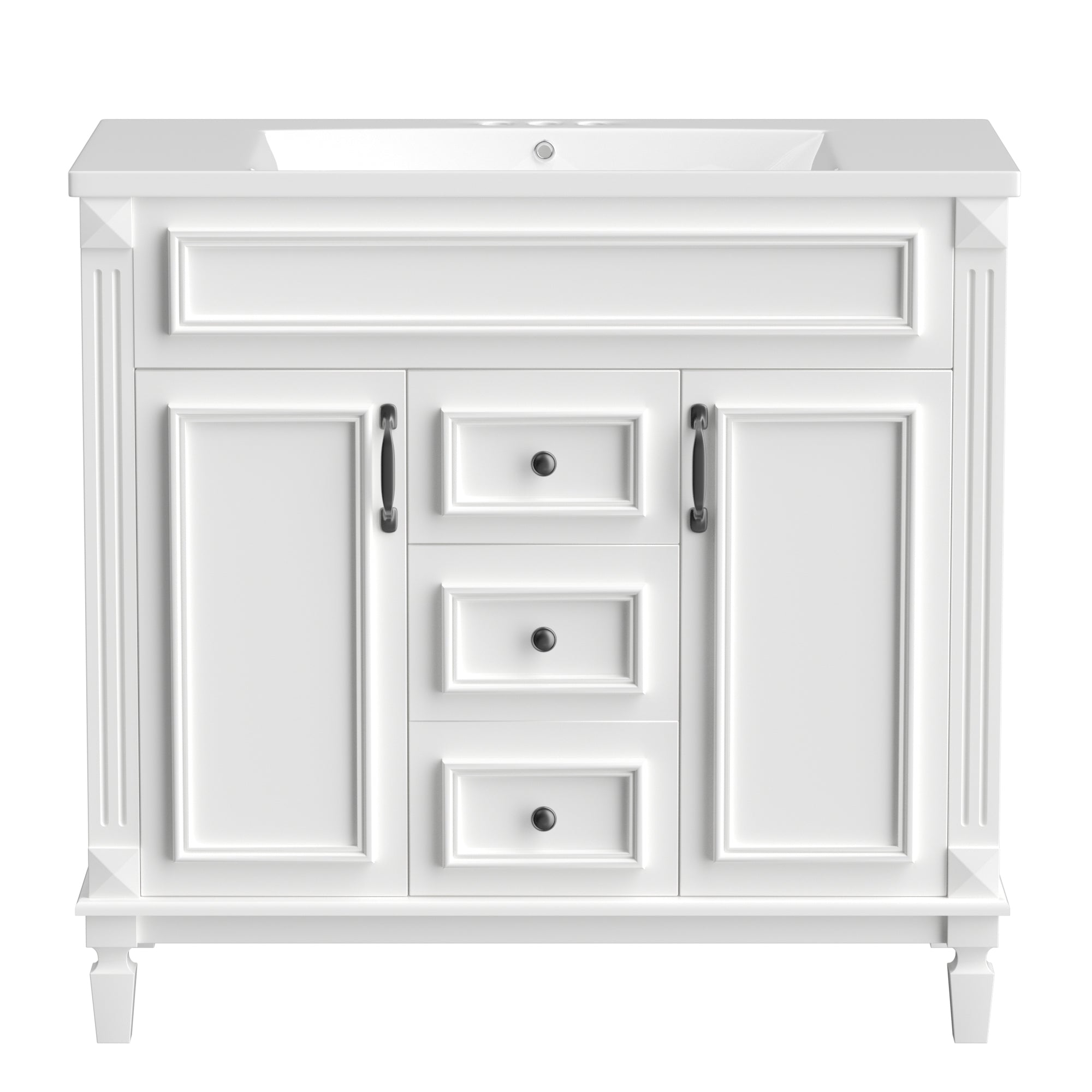 36'' Freestanding Bathroom Vanity Set with Integrated Resin Sink and Drawers