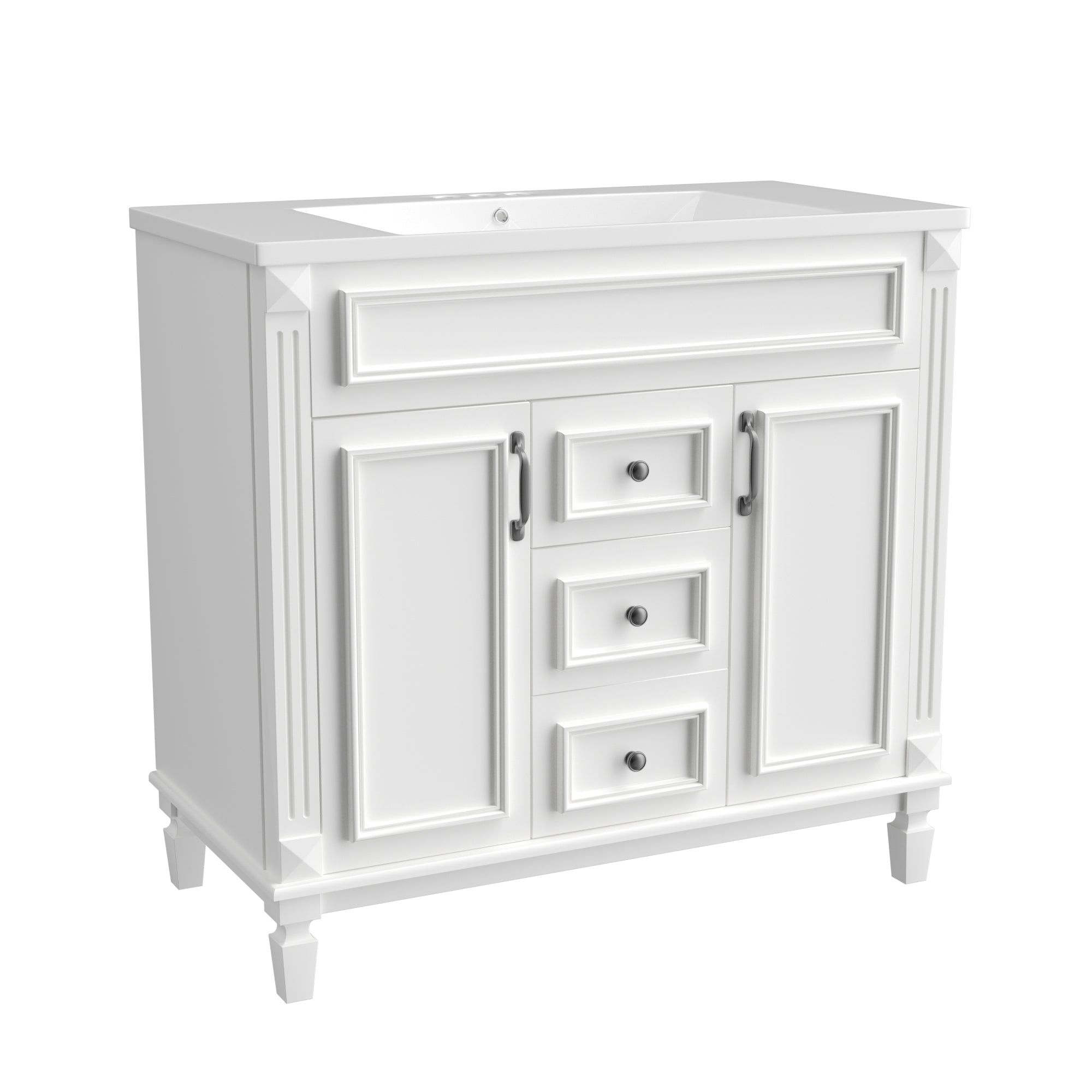 36'' Freestanding Bathroom Vanity Set with Integrated Resin Sink and Drawers
