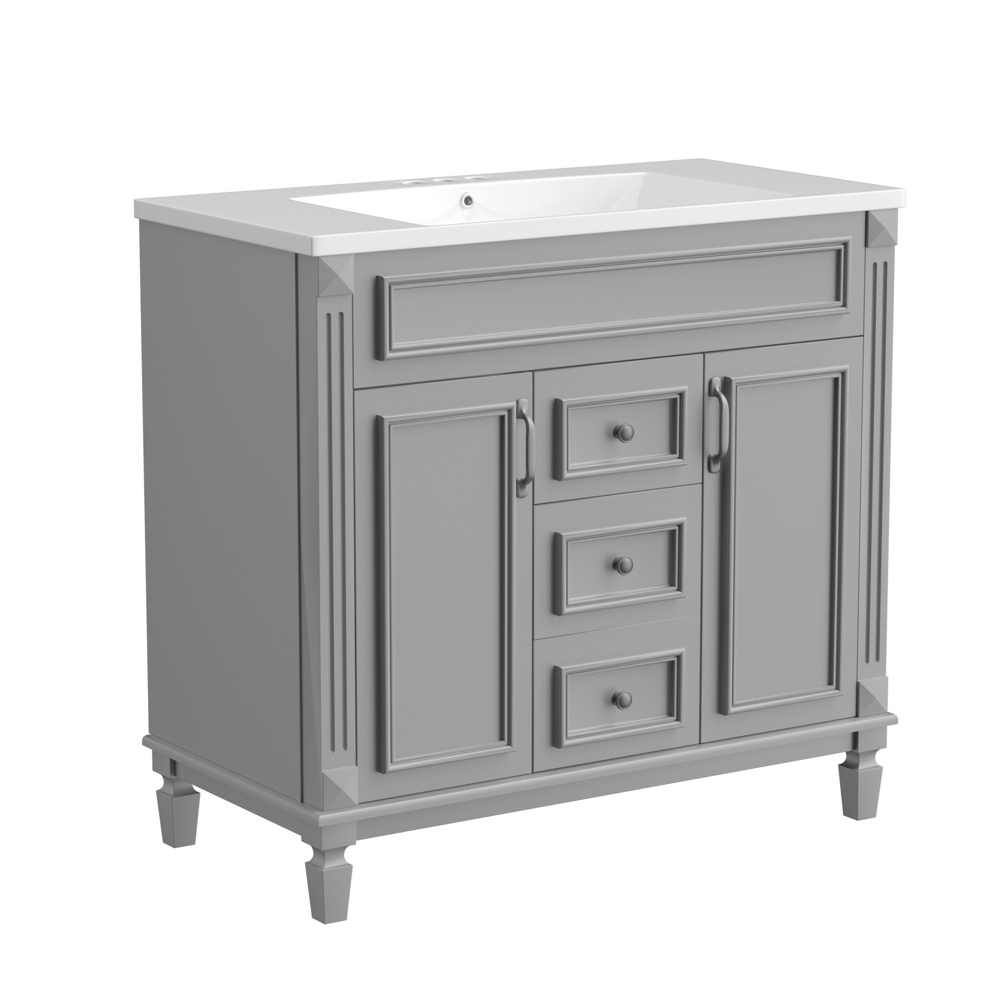 36'' Freestanding Bathroom Vanity Set with Mirror Cabinet