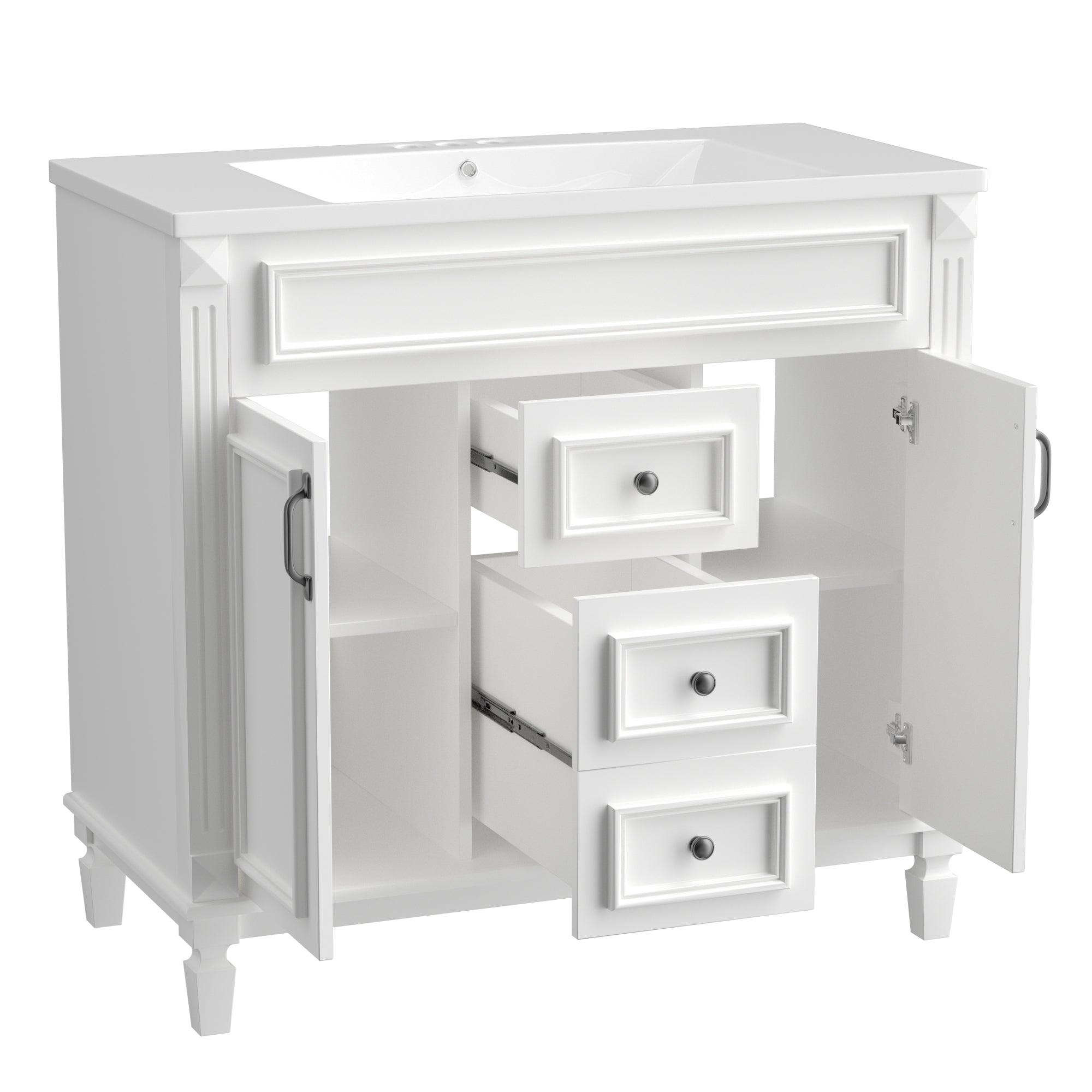 36'' Freestanding Bathroom Vanity Set with Mirror Cabinet