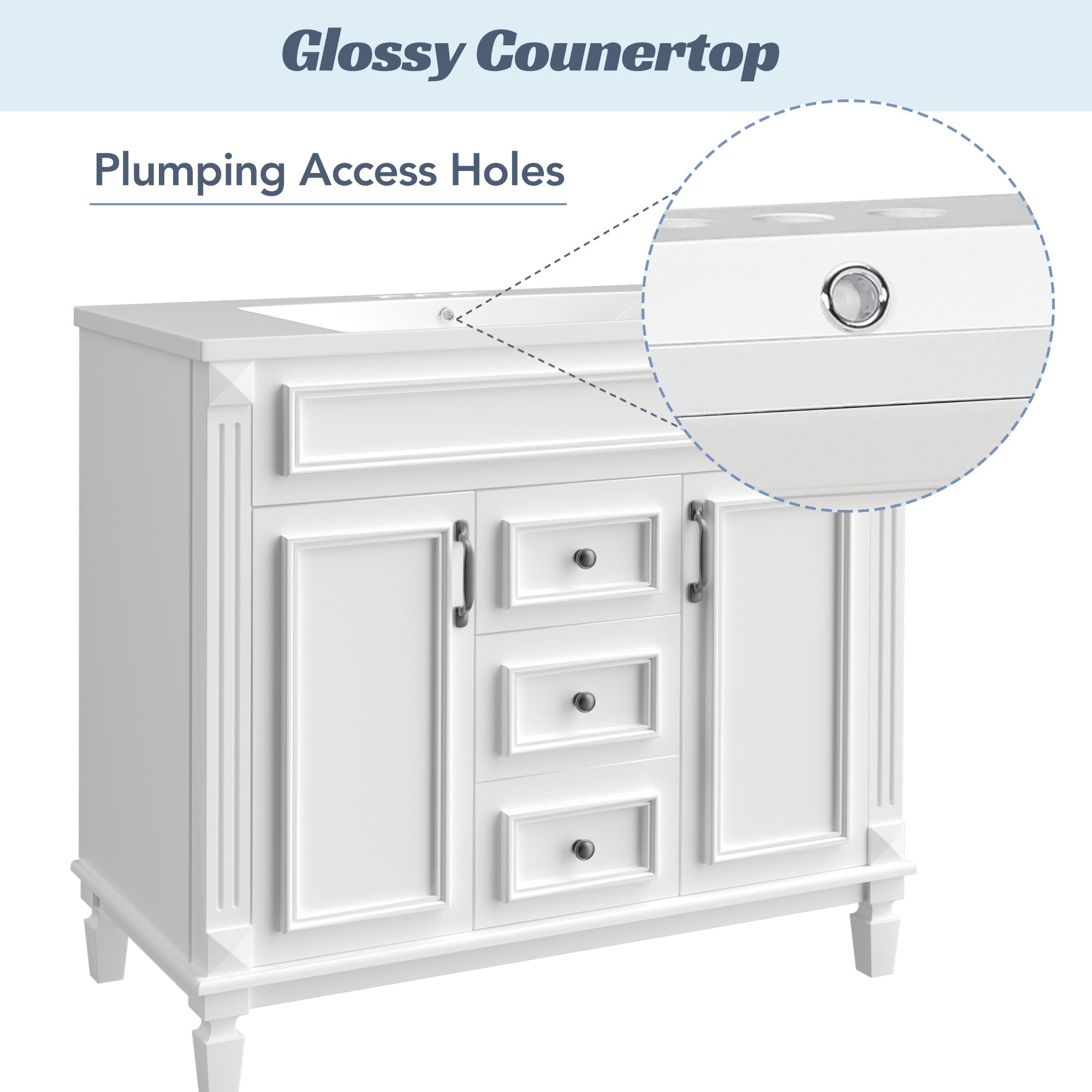 36'' Freestanding Bathroom Vanity Set with Mirror Cabinet