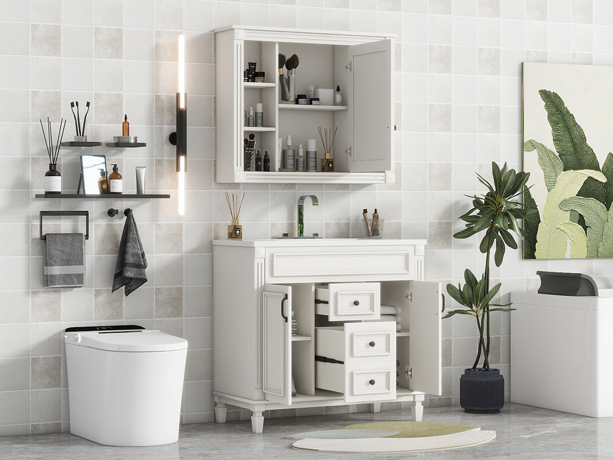 36'' Freestanding Bathroom Vanity Set with Mirror Cabinet