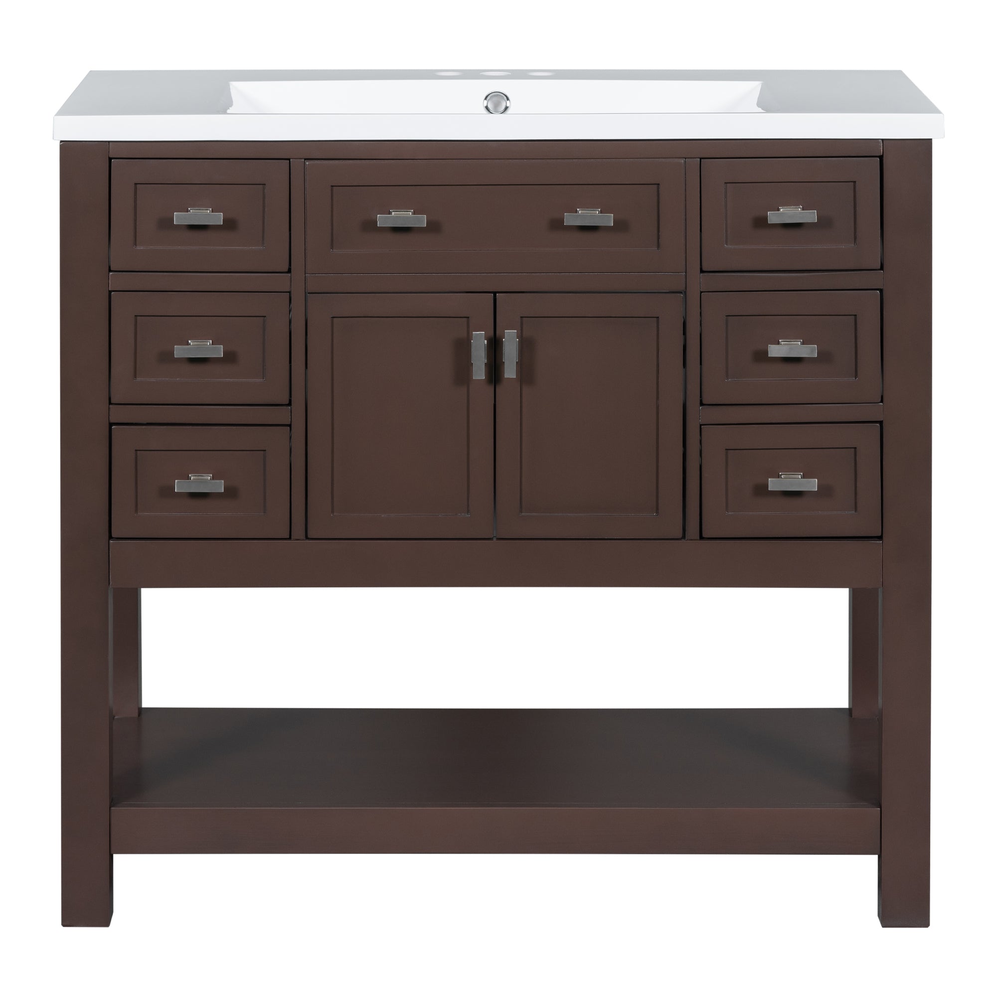 36'' Freestanding Bathroom Vanity Set with Integrated Resin Sink and Drawers