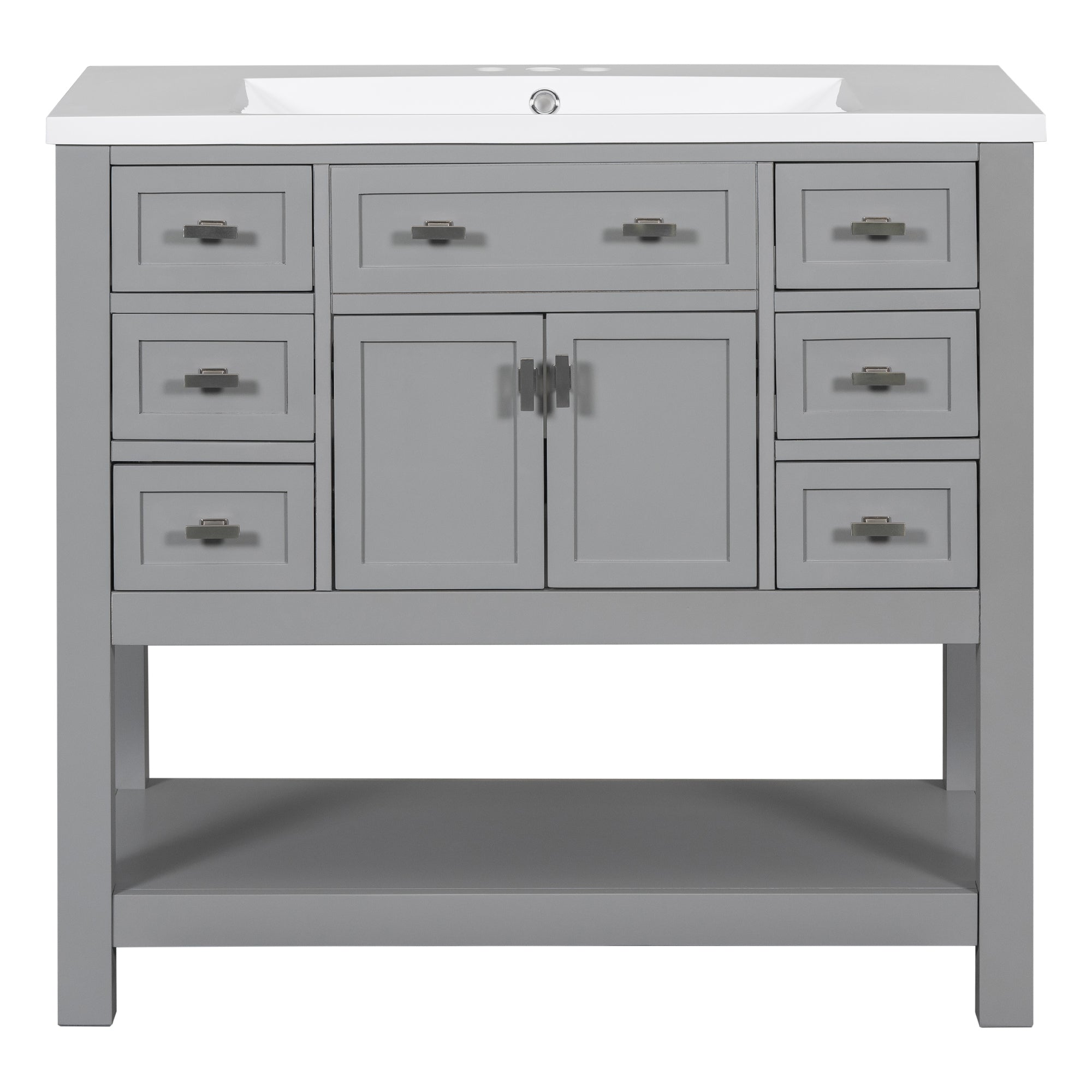 36'' Freestanding Bathroom Vanity Set with Integrated Resin Sink and Drawers