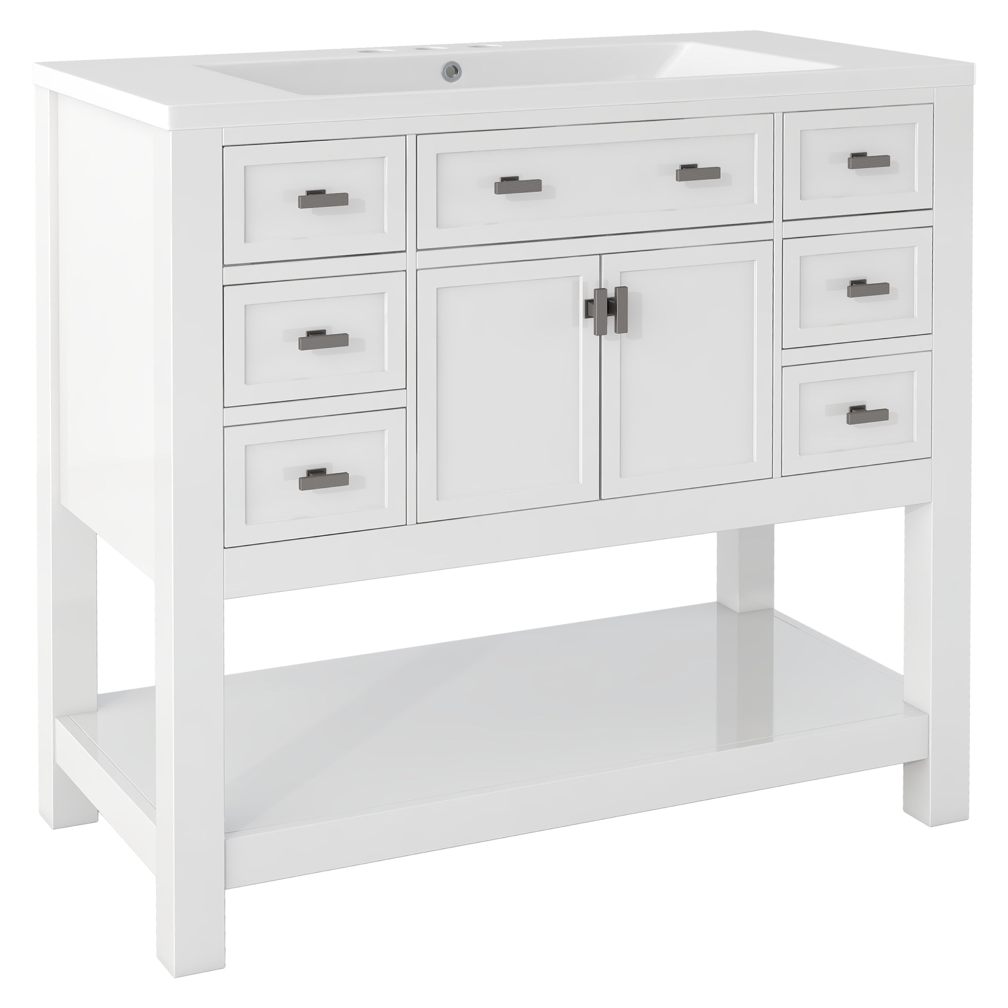 36'' Freestanding Bathroom Vanity Set with Integrated Resin Sink and Drawers