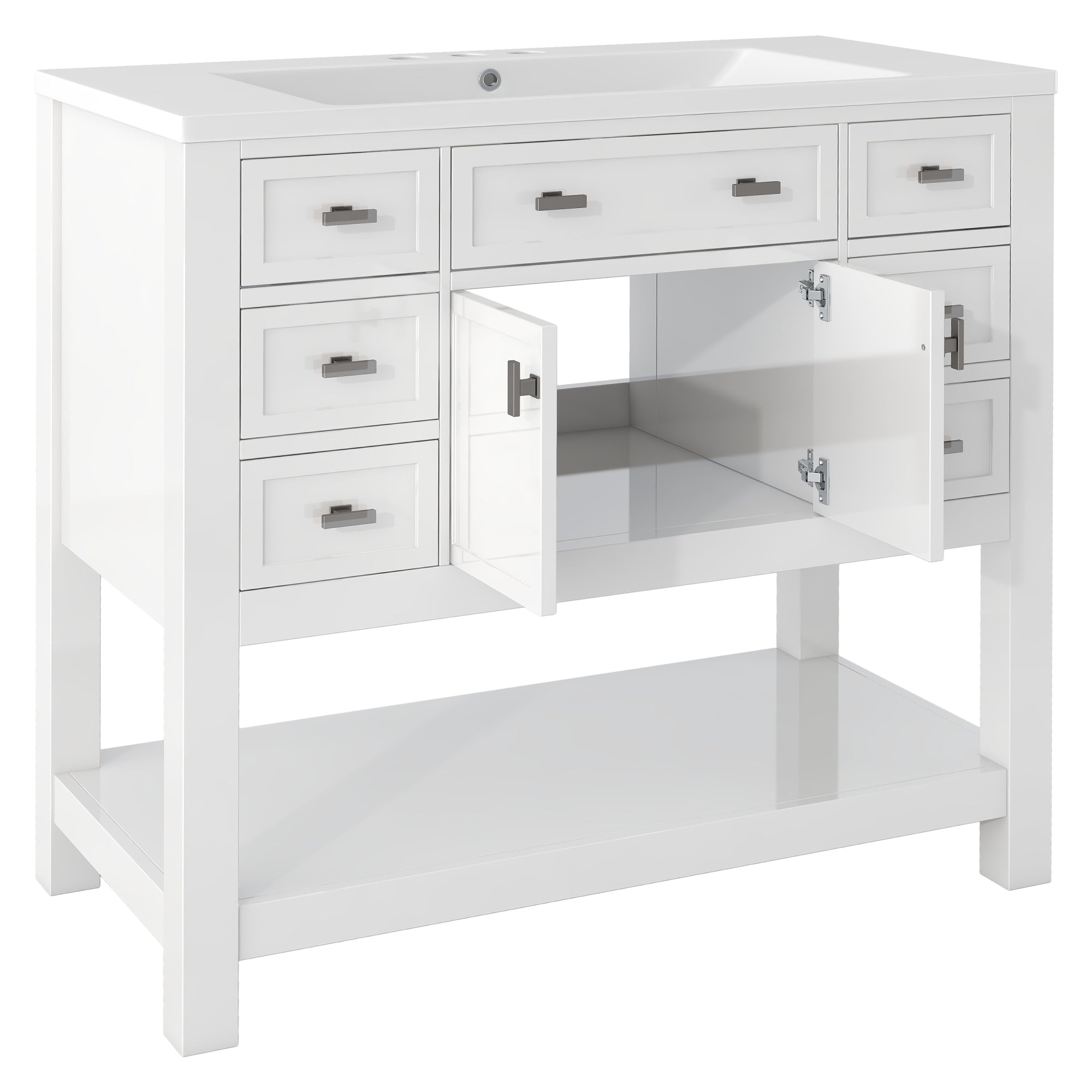 36'' Freestanding Bathroom Vanity Set with Integrated Resin Sink and Drawers