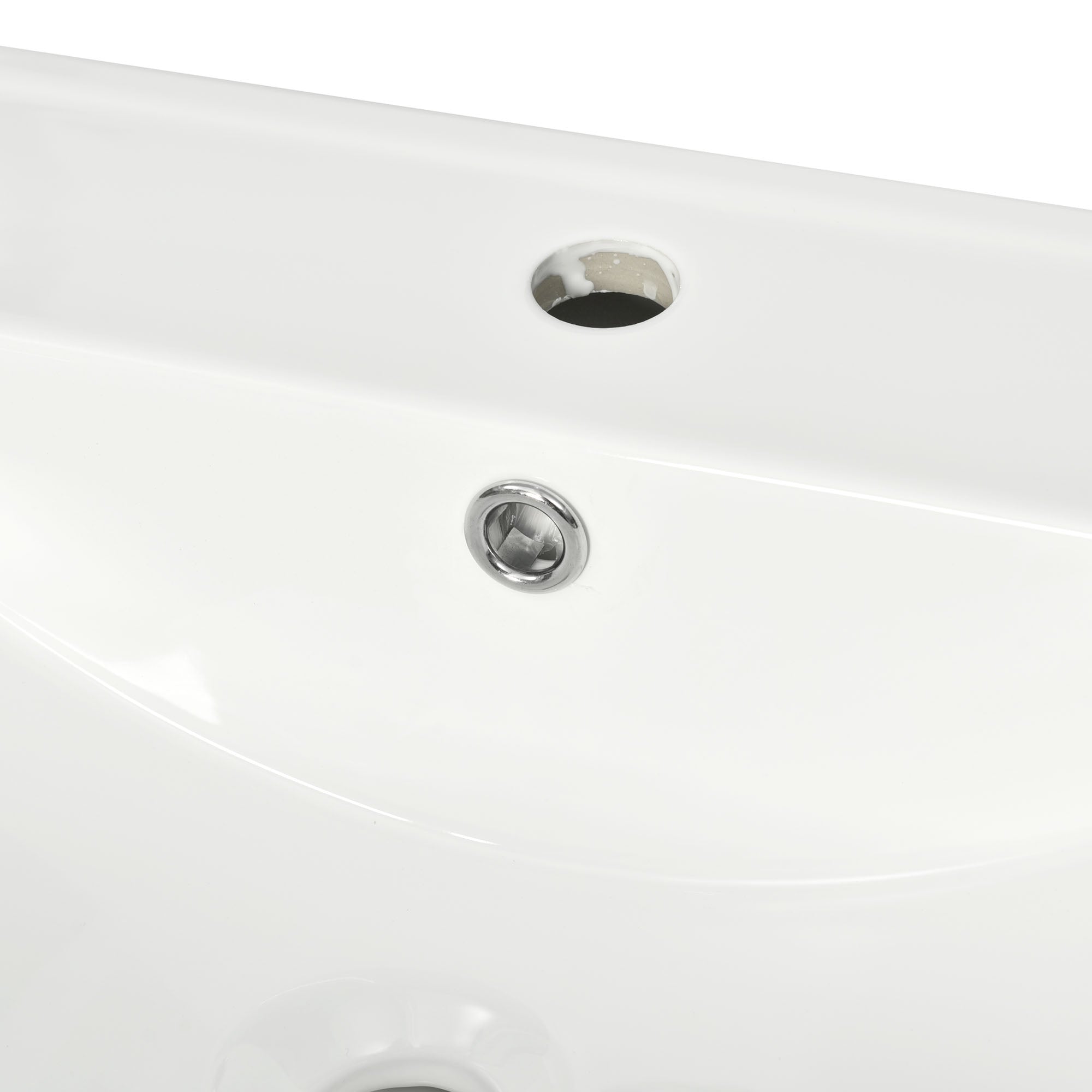 30 Inch MDF Freestanding Bathroom Vanity Set with Integrated Ceramic Sink and Open Shelves