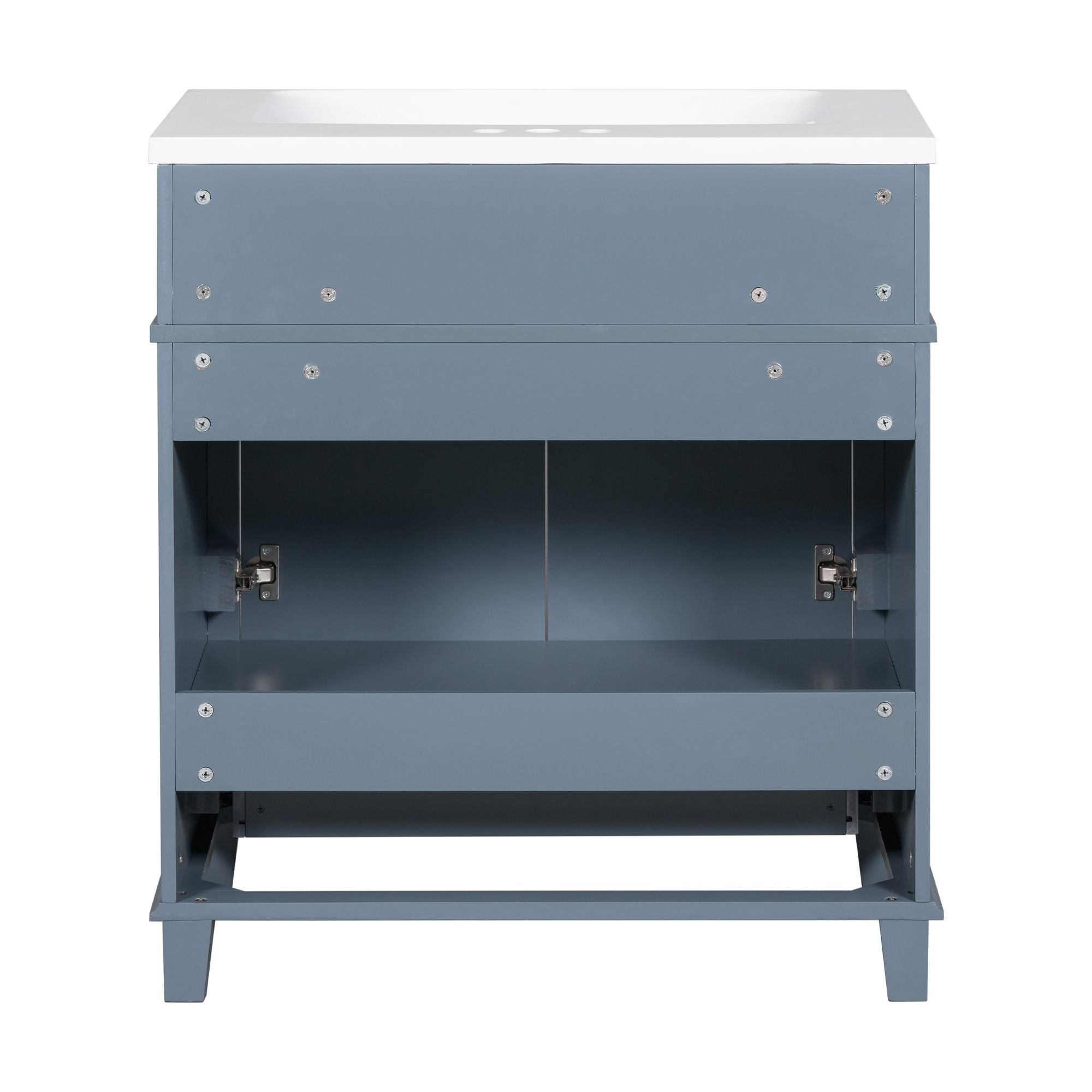 30 inches Freestanding Bathroom Vanity Set in Blue with Integrated Resin Sink