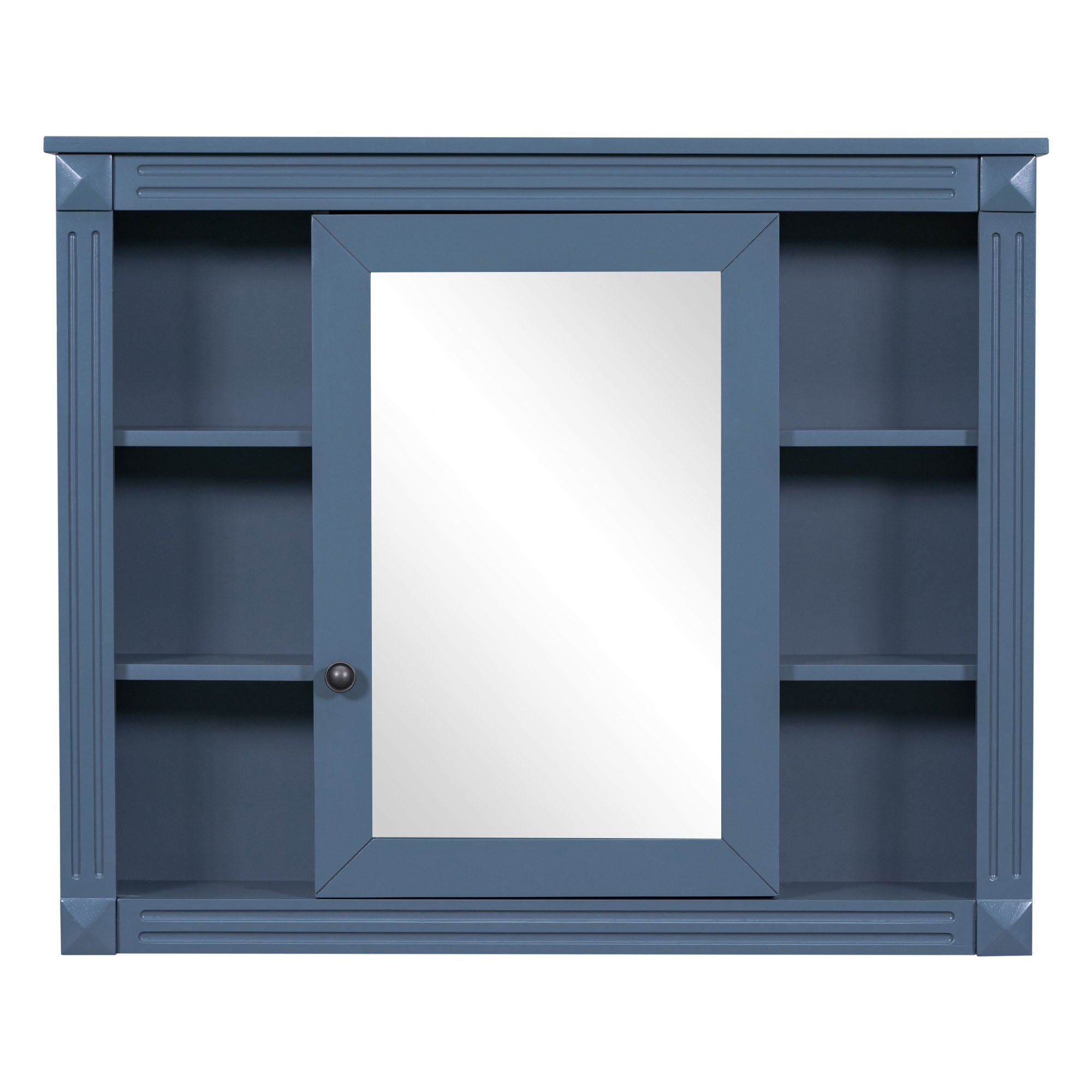 35"   Manufactured Wood Surface Mount Medicine Cabinet with Mirror and Open Shelves