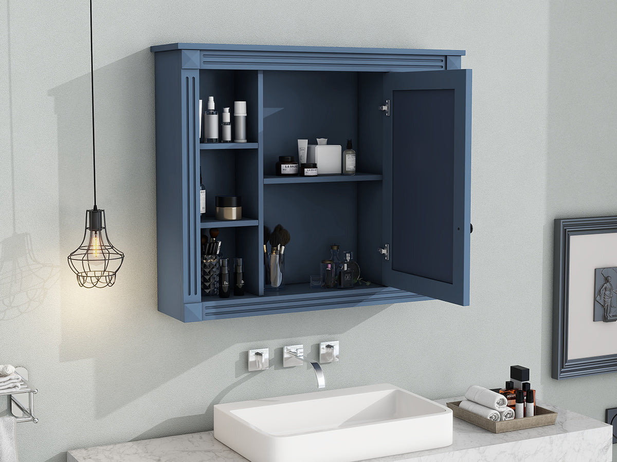 35"   Manufactured Wood Surface Mount Medicine Cabinet with Mirror and Open Shelves