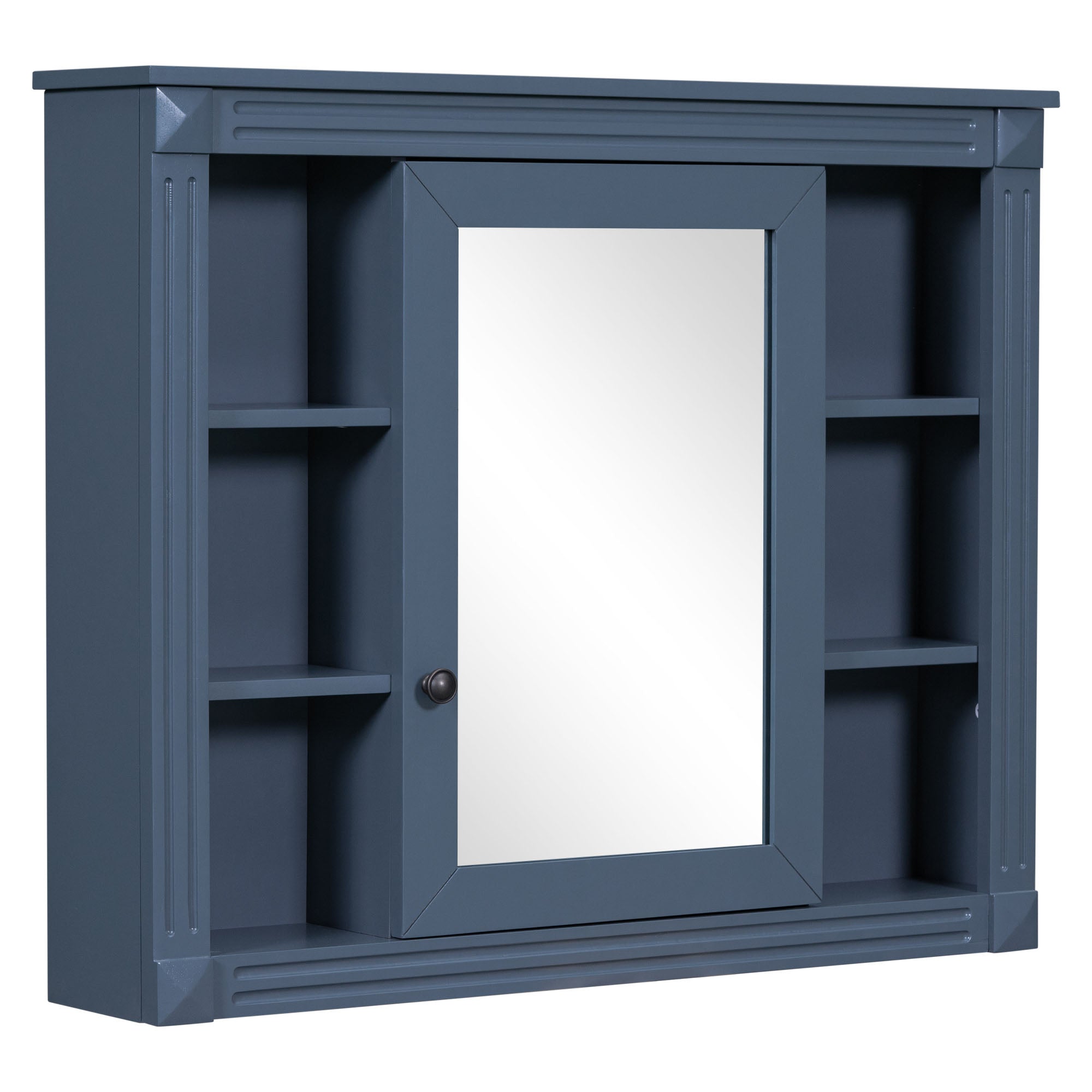 35"   Manufactured Wood Surface Mount Medicine Cabinet with Mirror and Open Shelves