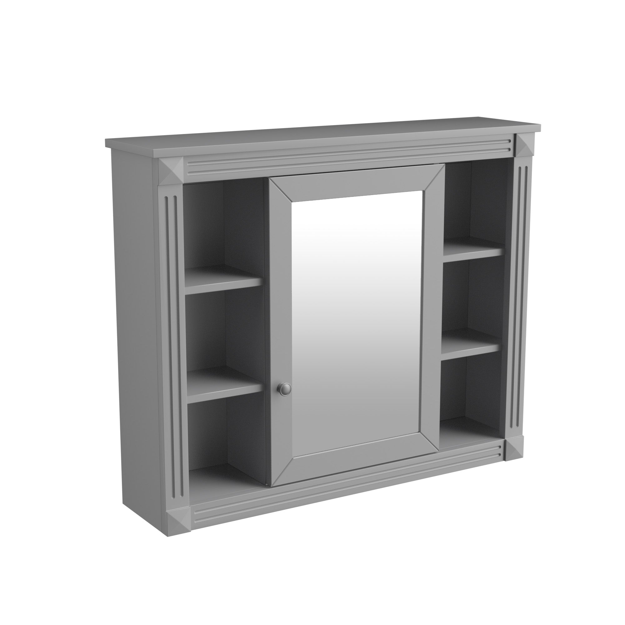 35"   Manufactured Wood Surface Mount Medicine Cabinet with Mirror and Open Shelves