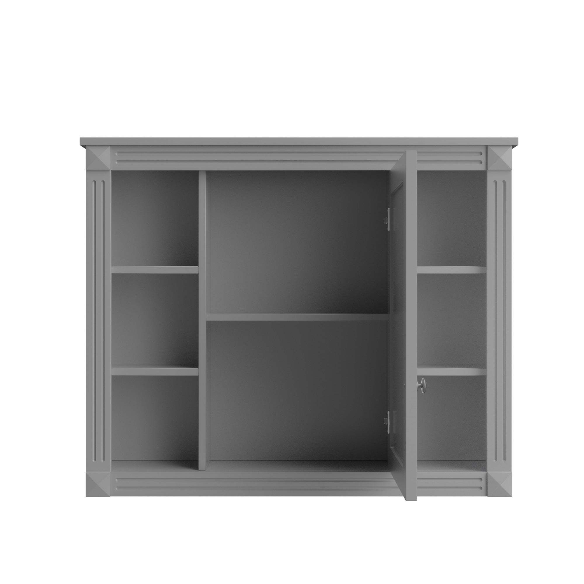 35"   Manufactured Wood Surface Mount Medicine Cabinet with Mirror and Open Shelves