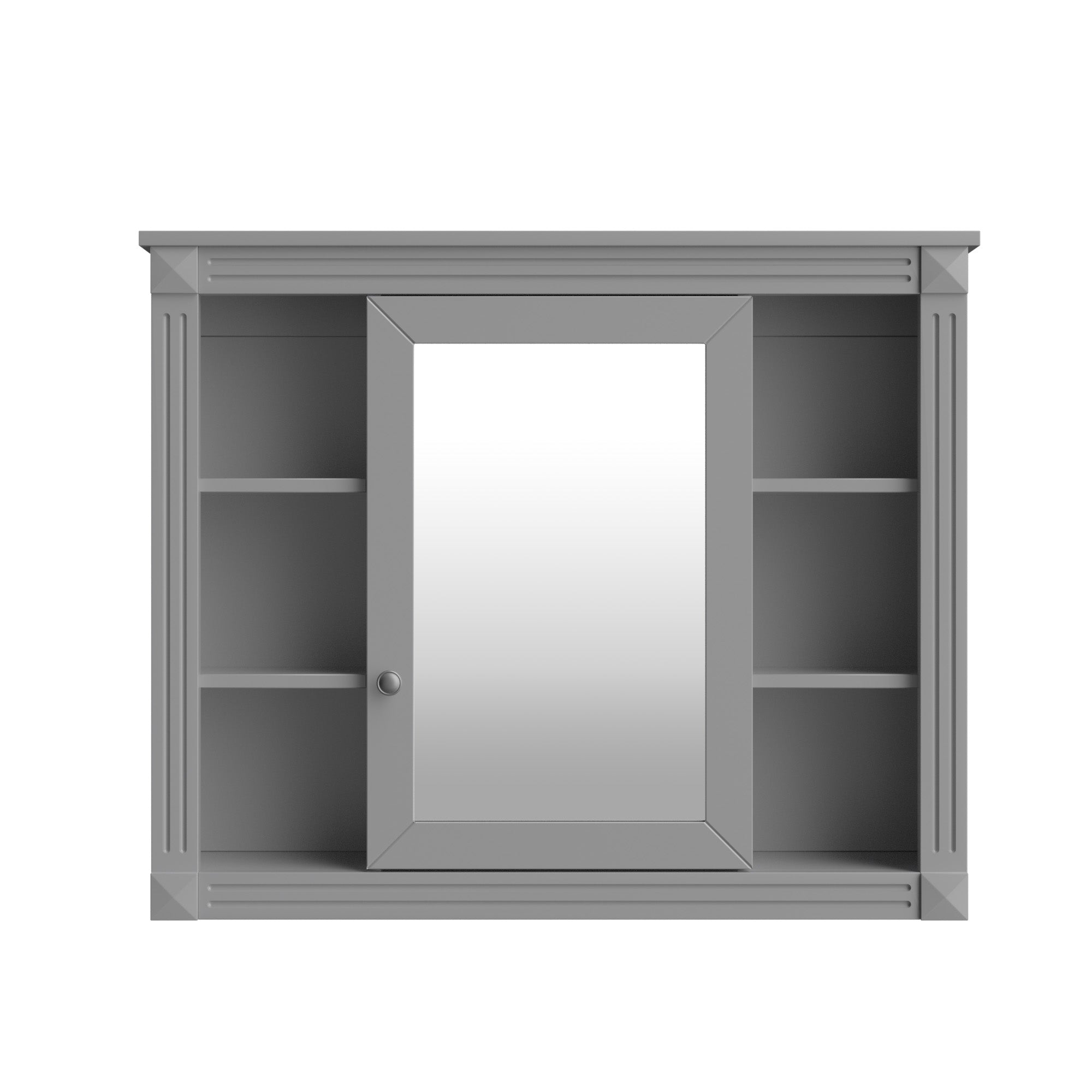 35"   Manufactured Wood Surface Mount Medicine Cabinet with Mirror and Open Shelves