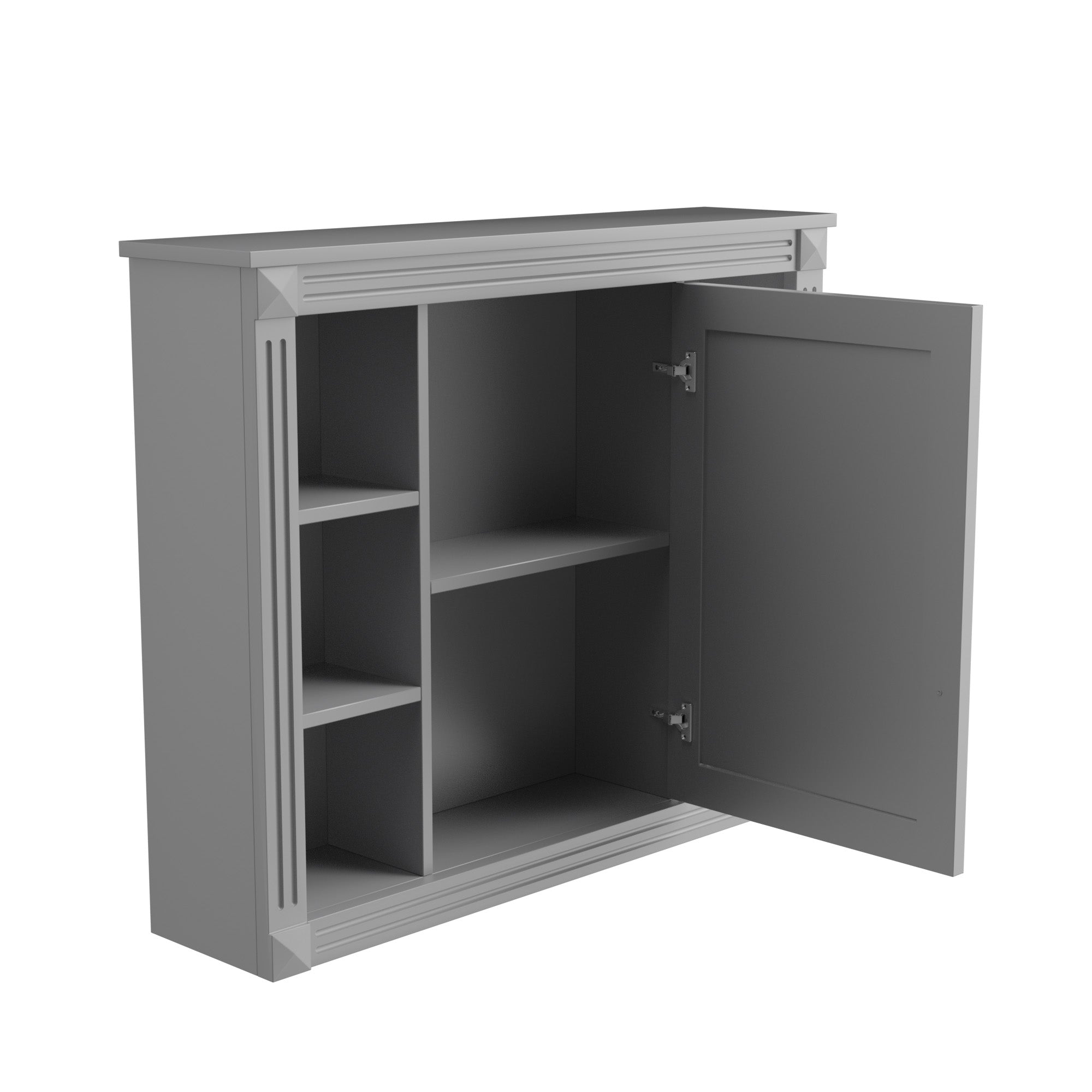 35"   Manufactured Wood Surface Mount Medicine Cabinet with Mirror and Open Shelves