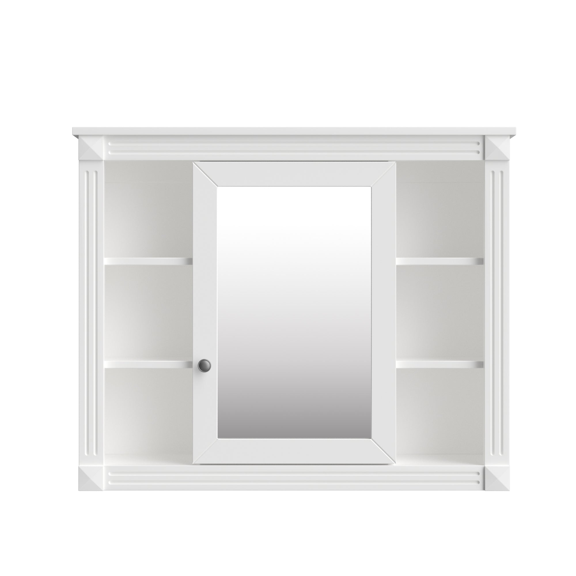 35"   Manufactured Wood Surface Mount Medicine Cabinet with Mirror and Open Shelves