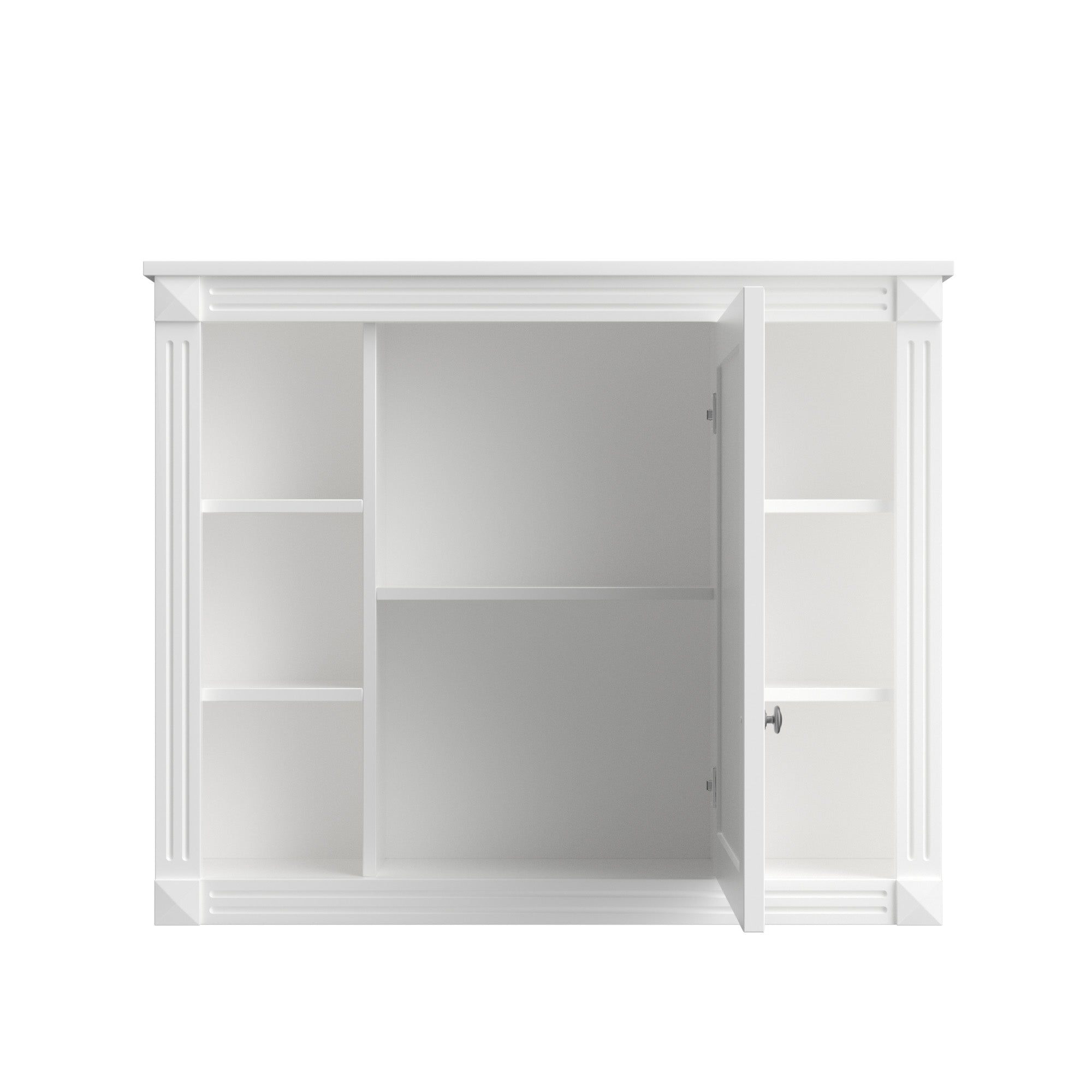 35"   Manufactured Wood Surface Mount Medicine Cabinet with Mirror and Open Shelves