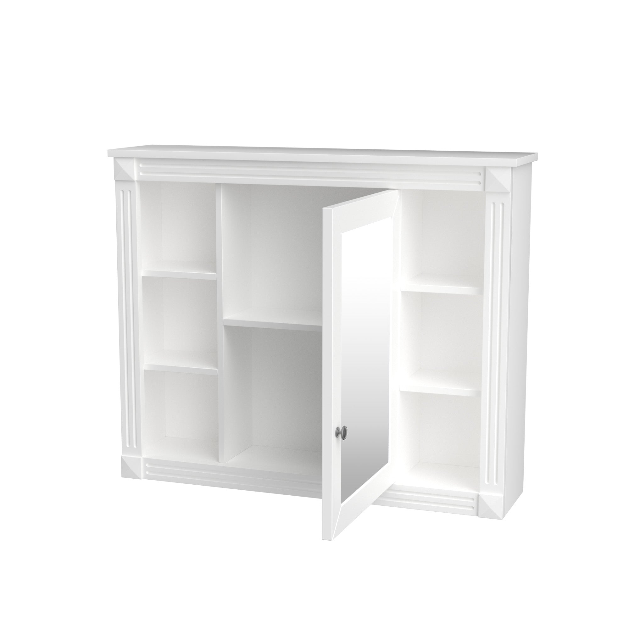 35"   Manufactured Wood Surface Mount Medicine Cabinet with Mirror and Open Shelves