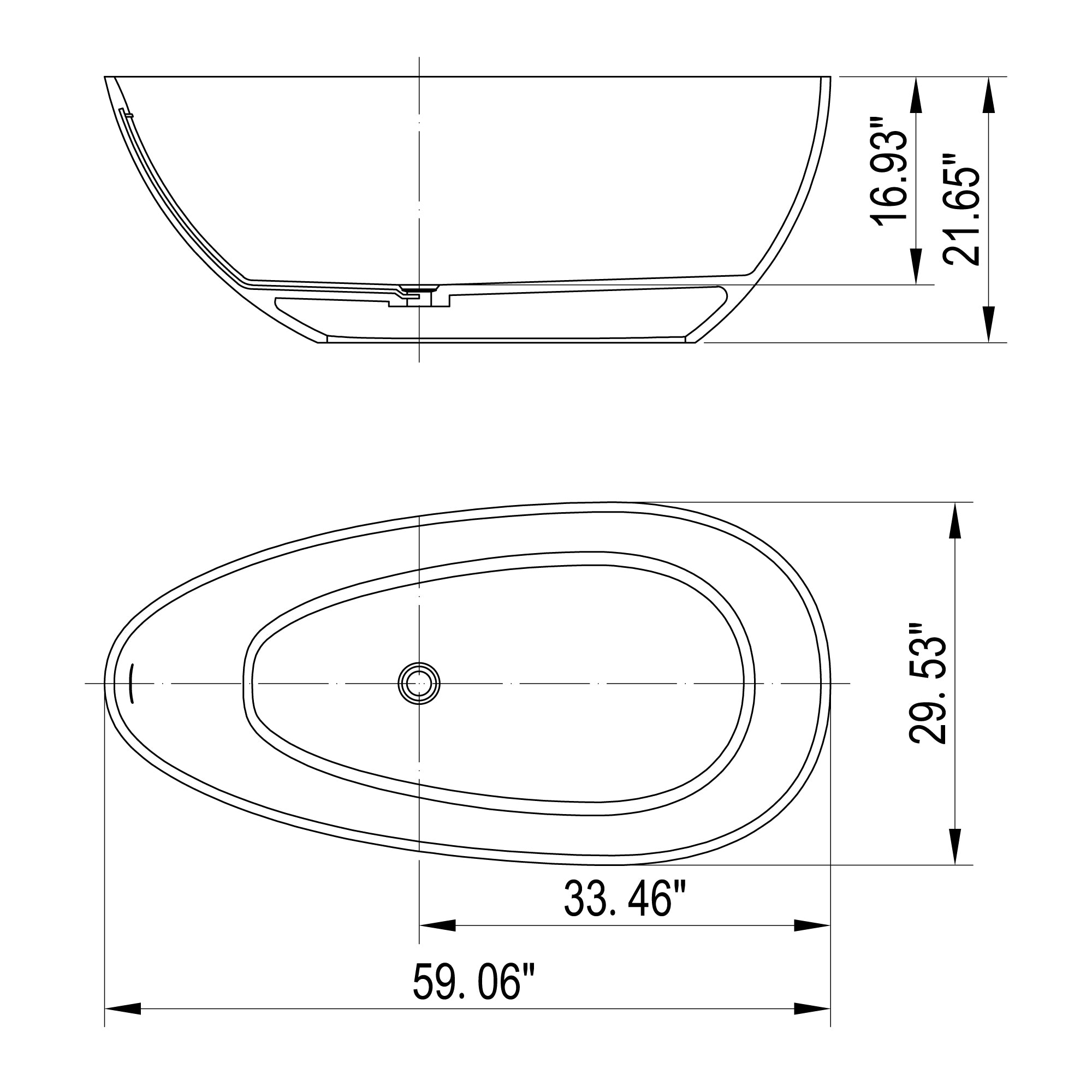 59 in. Solid Surface Freestanding Soaking Bathtub in Matte White